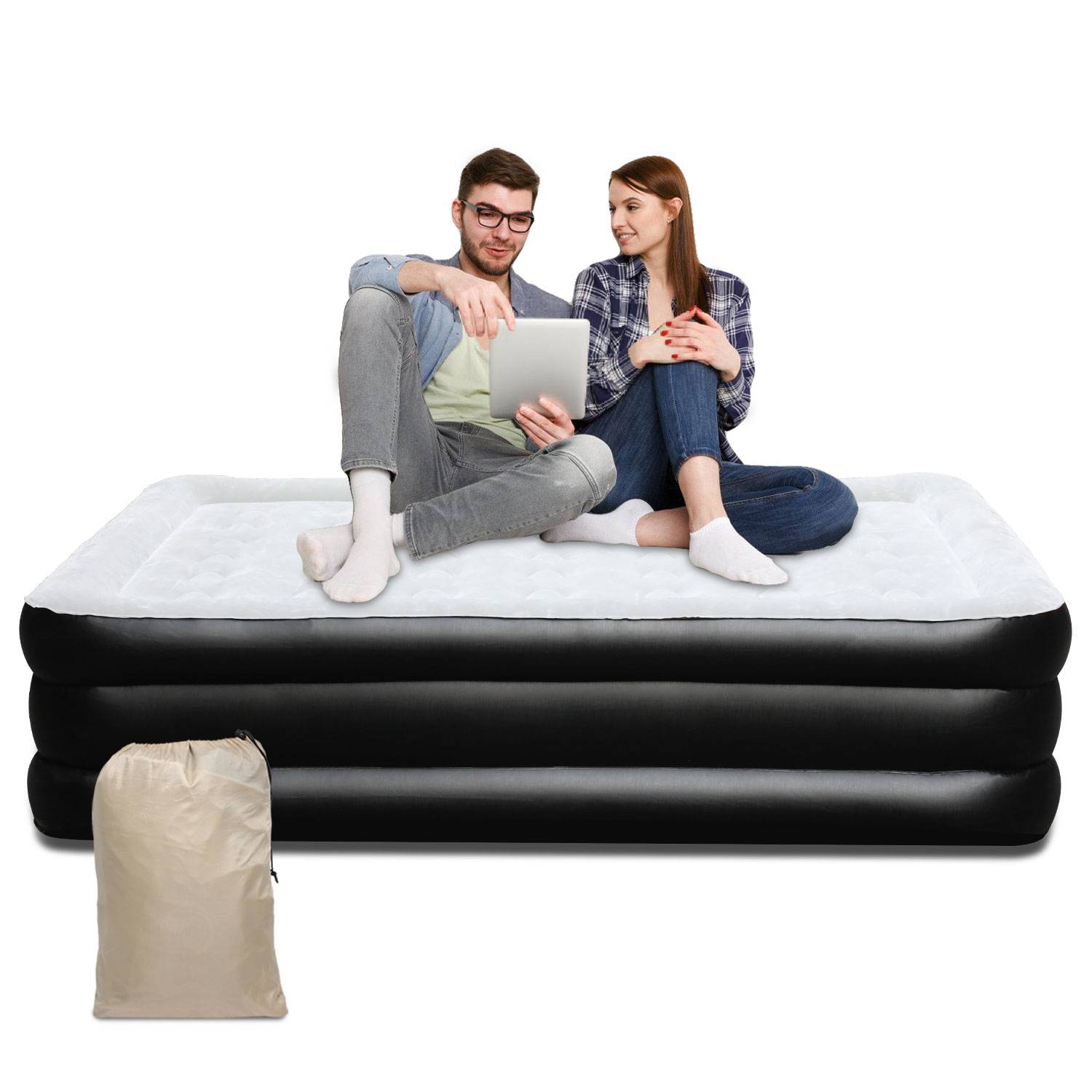 Luftmatratze 2 Personen Luftbett Selbstaufblasend 200 x 152 x 46cm Aufblasbare Matratze mit Elektrischer