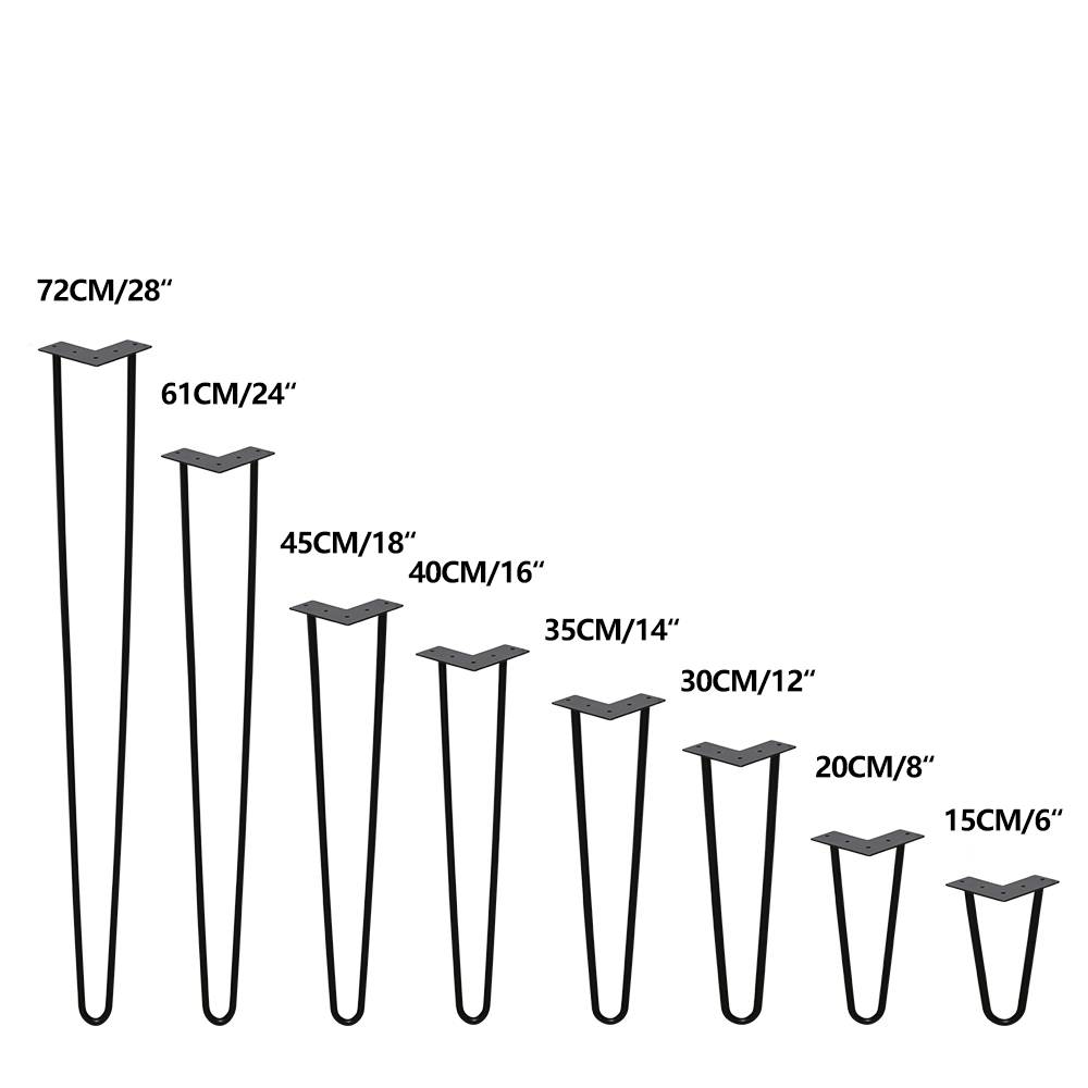4x 61cm Hairpin Legs Tischbeine Haarnadelbeine 2 Bügel Tischgestell DIY Tischkufen Esstisch Schwarz
