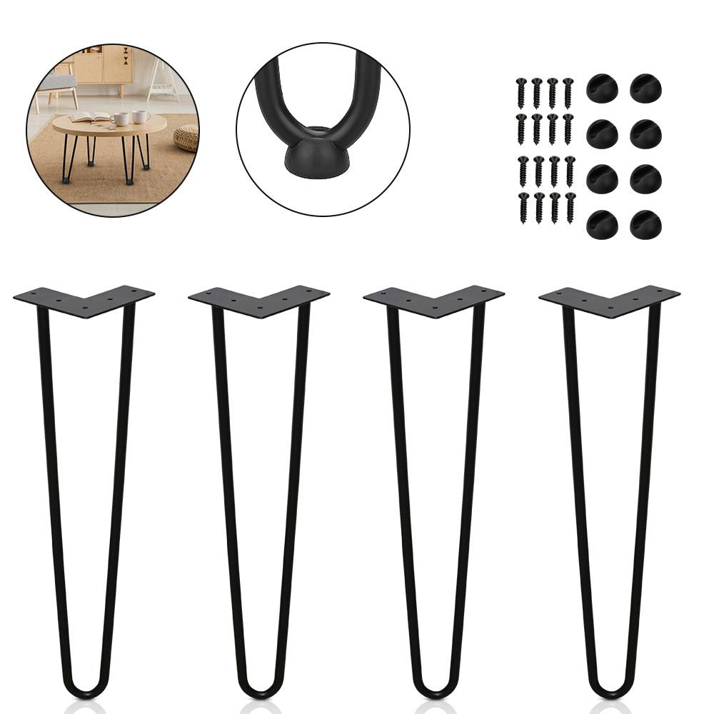 4x 35cm Hairpin Legs Tischbeine Haarnadelbeine 2 Bügel Tischgestell DIY Tischkufen Esstisch Schwarz