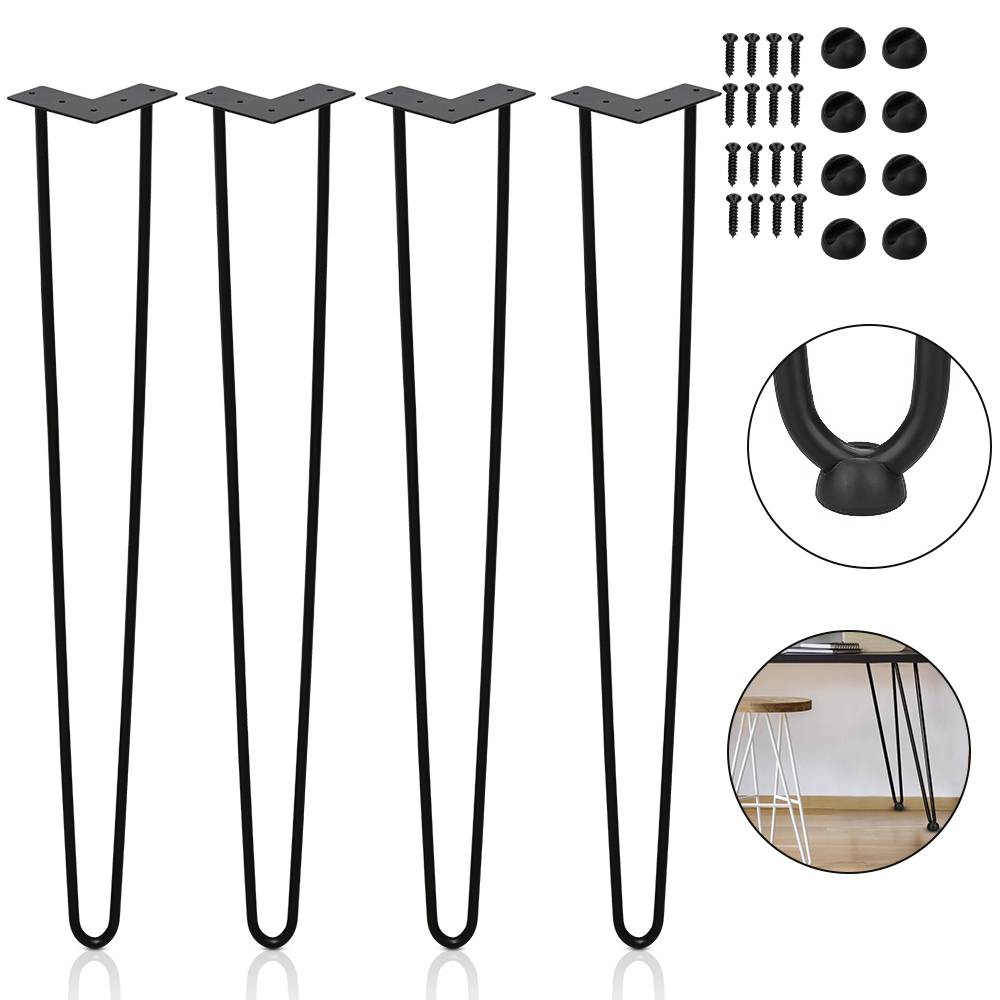 4x 61cm Hairpin Legs Tischbeine Haarnadelbeine 2 Bügel Tischgestell DIY Tischkufen Esstisch Schwarz