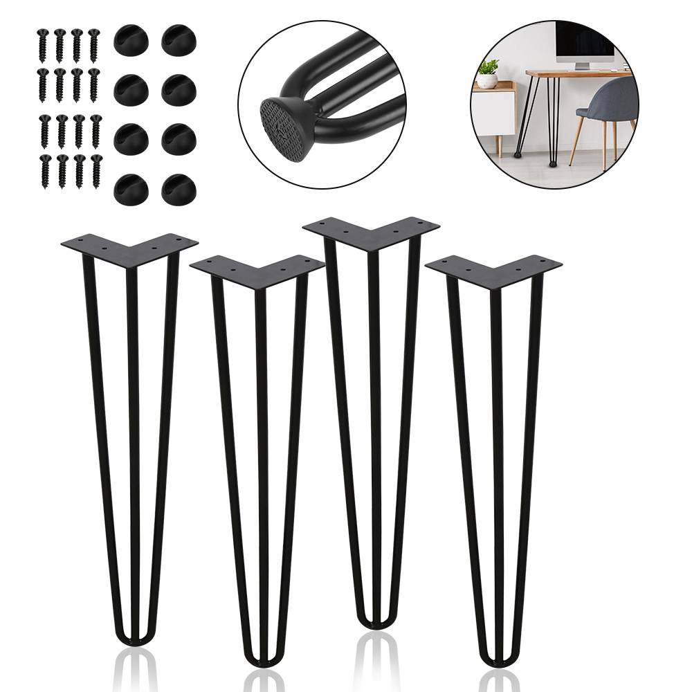 4x 30cm Hairpin Legs Tischbeine Haarnadelbeine 3 Bügel Tischgestell DIY Tischkufen Esstisch Schwarz