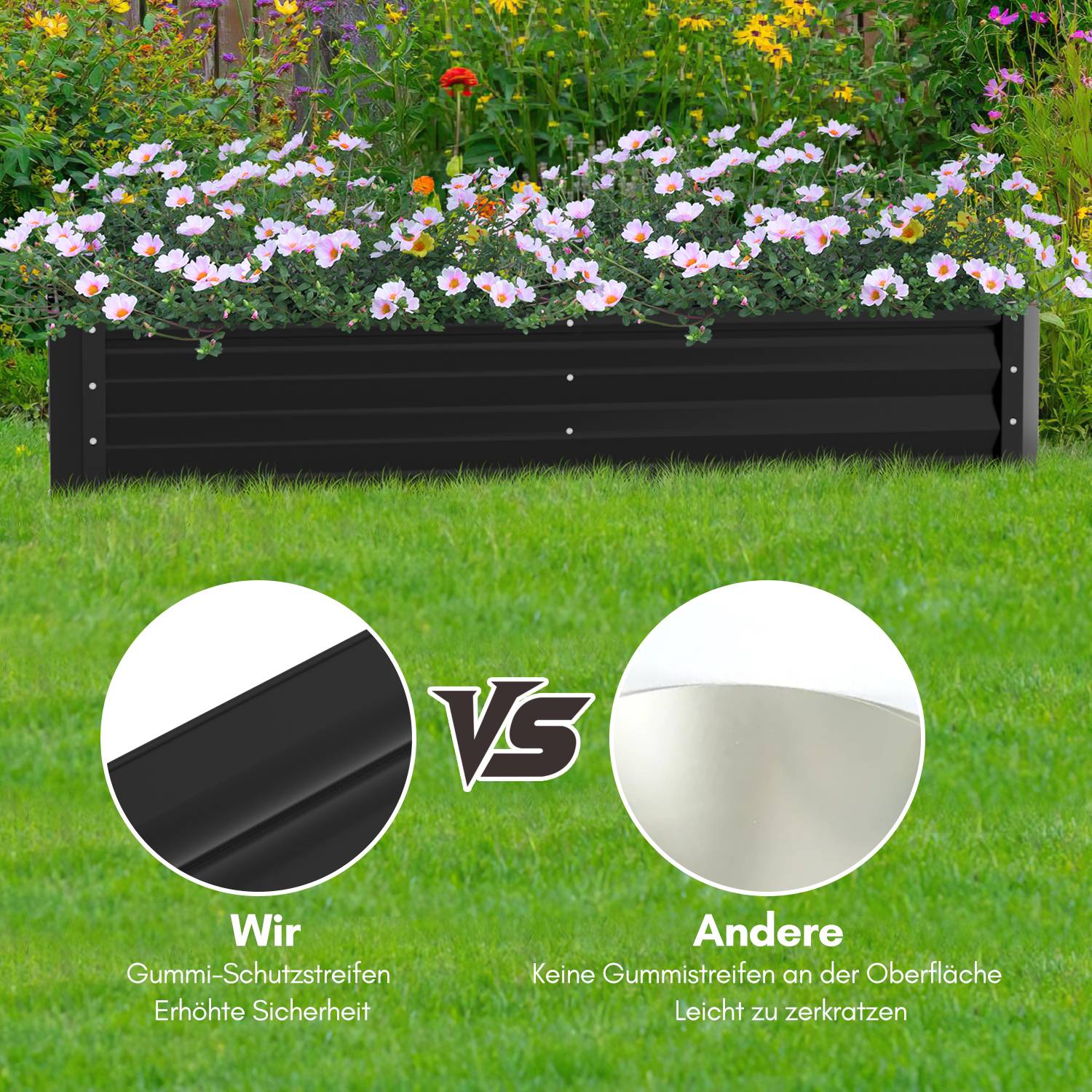 Hochbeet Gemüsebeet Pflanzbeet Metall Pflanzkasten für Garten ideal 160x90x30 cm Schwarz