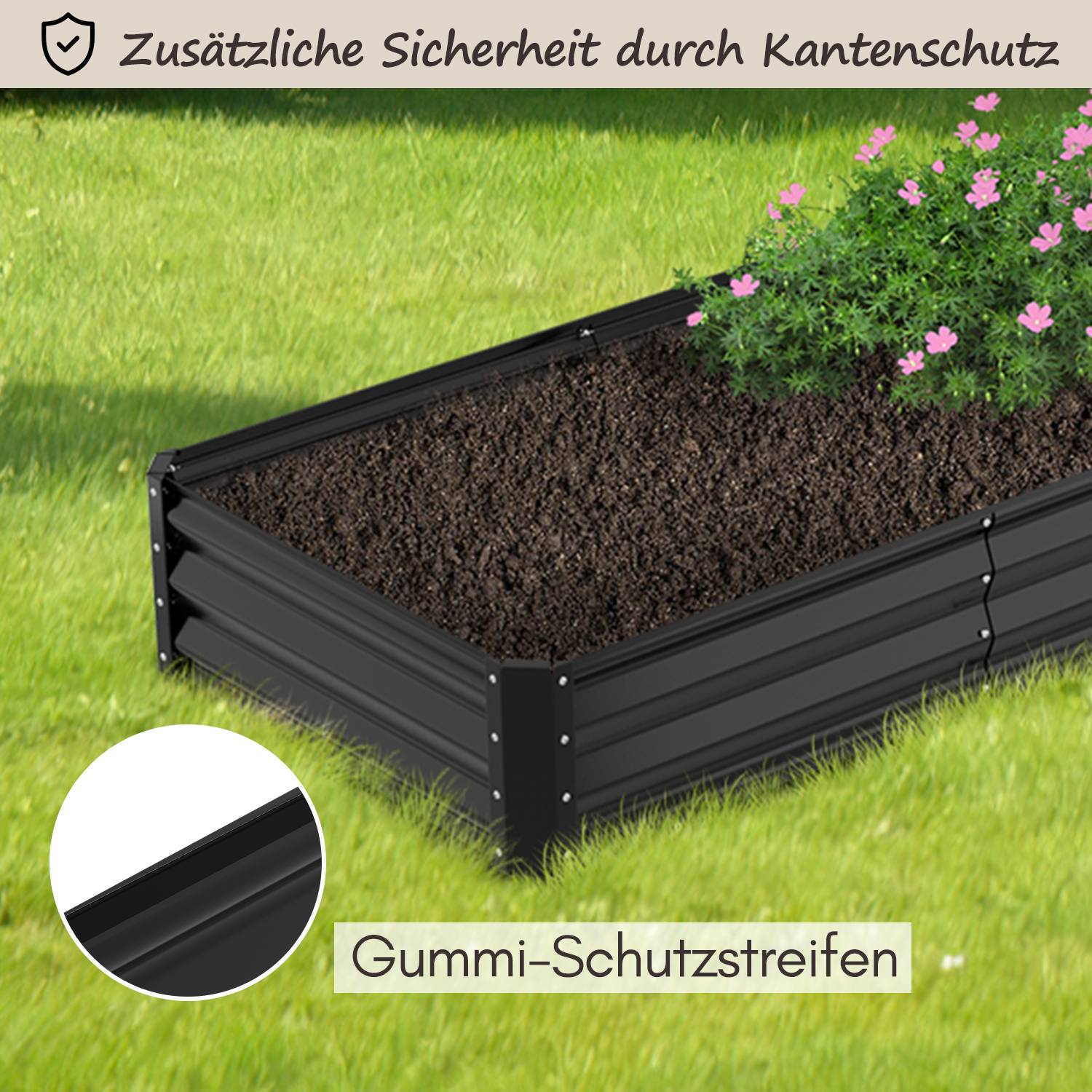 Hochbeet Gemüsebeet Pflanzbeet Metall Pflanzkasten für Garten ideal 160x90x30 cm Schwarz