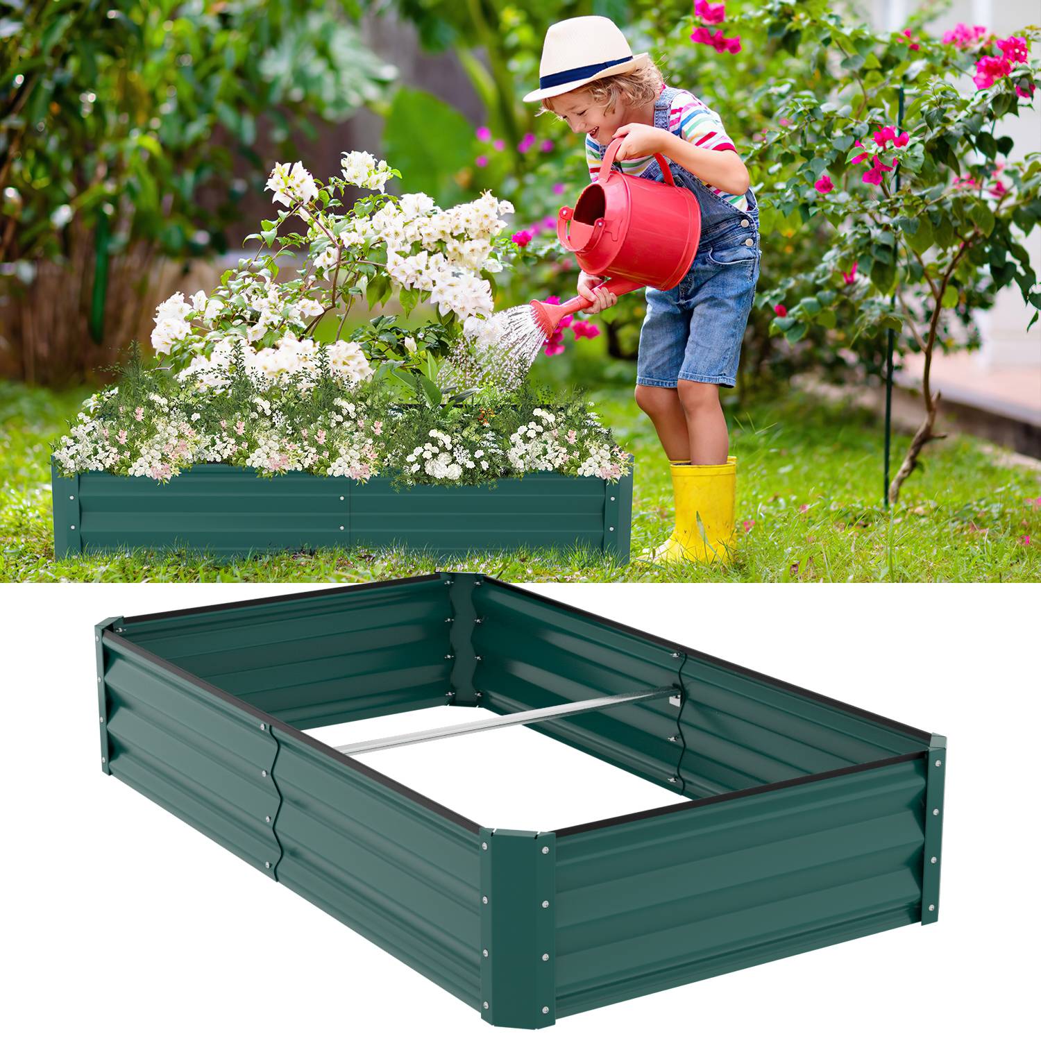 Hochbeet Gemüsebeet Metall Pflanzbeet Pflanzkasten 160x90x30 cm Grün für Garten ideal