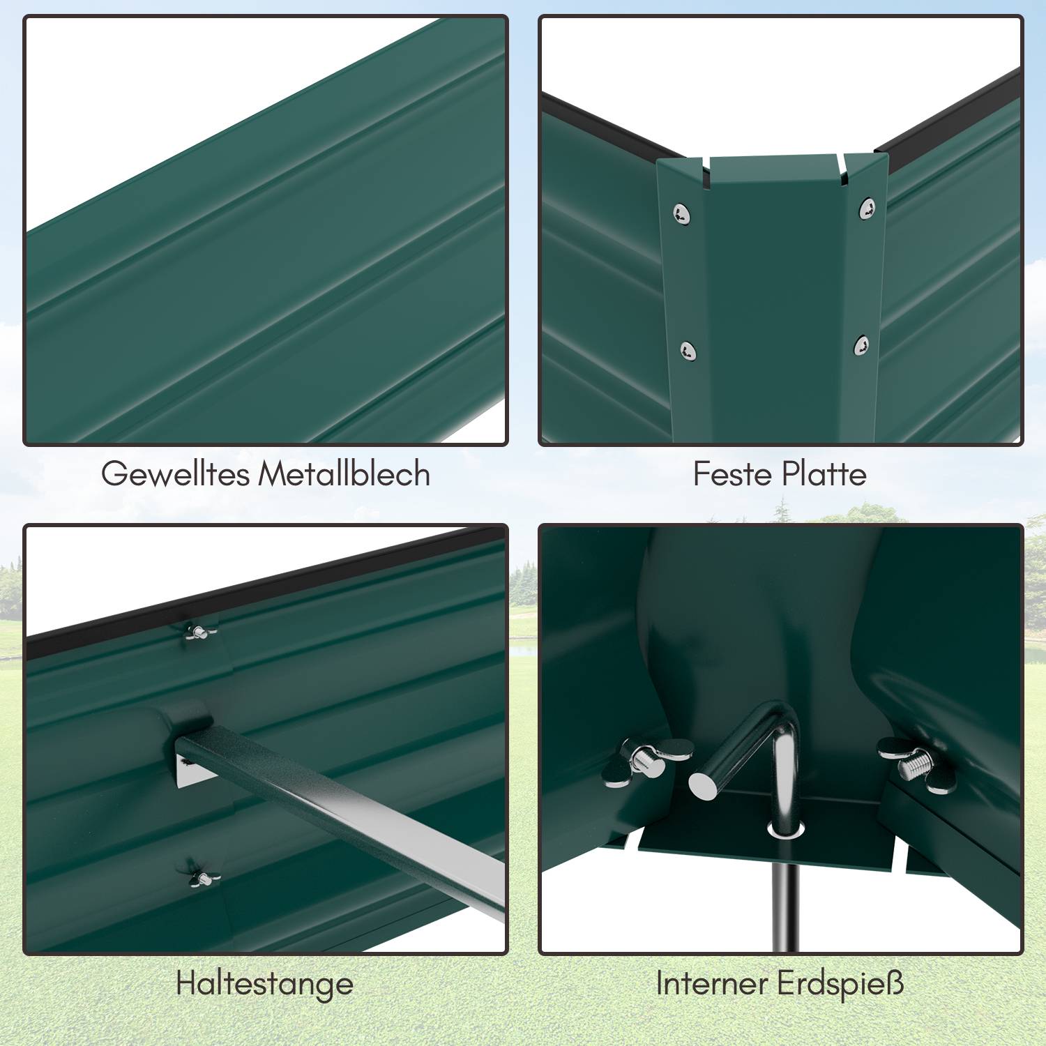 Hochbeet Gemüsebeet Pflanzbeet Stahl Pflanzkasten Blumenbeet Kräuterbeet 240x90x60 cm Grün