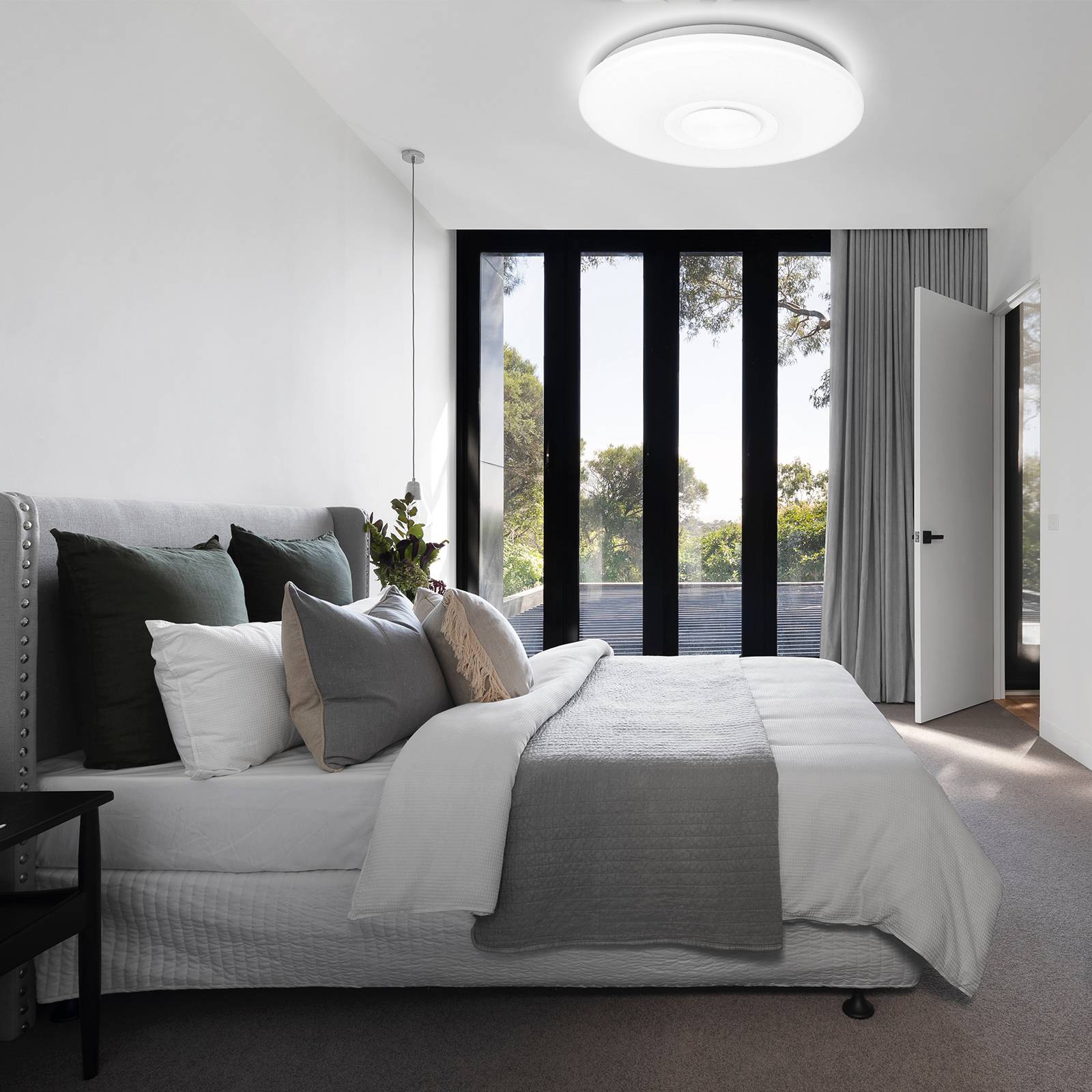 Deckenleuchte LED 36W Musik Deckenlampe bluetooth Lautsprecher APP Deckenlampe Mit Fernbedienung für Schlafzimmer Treppenhaus Küche