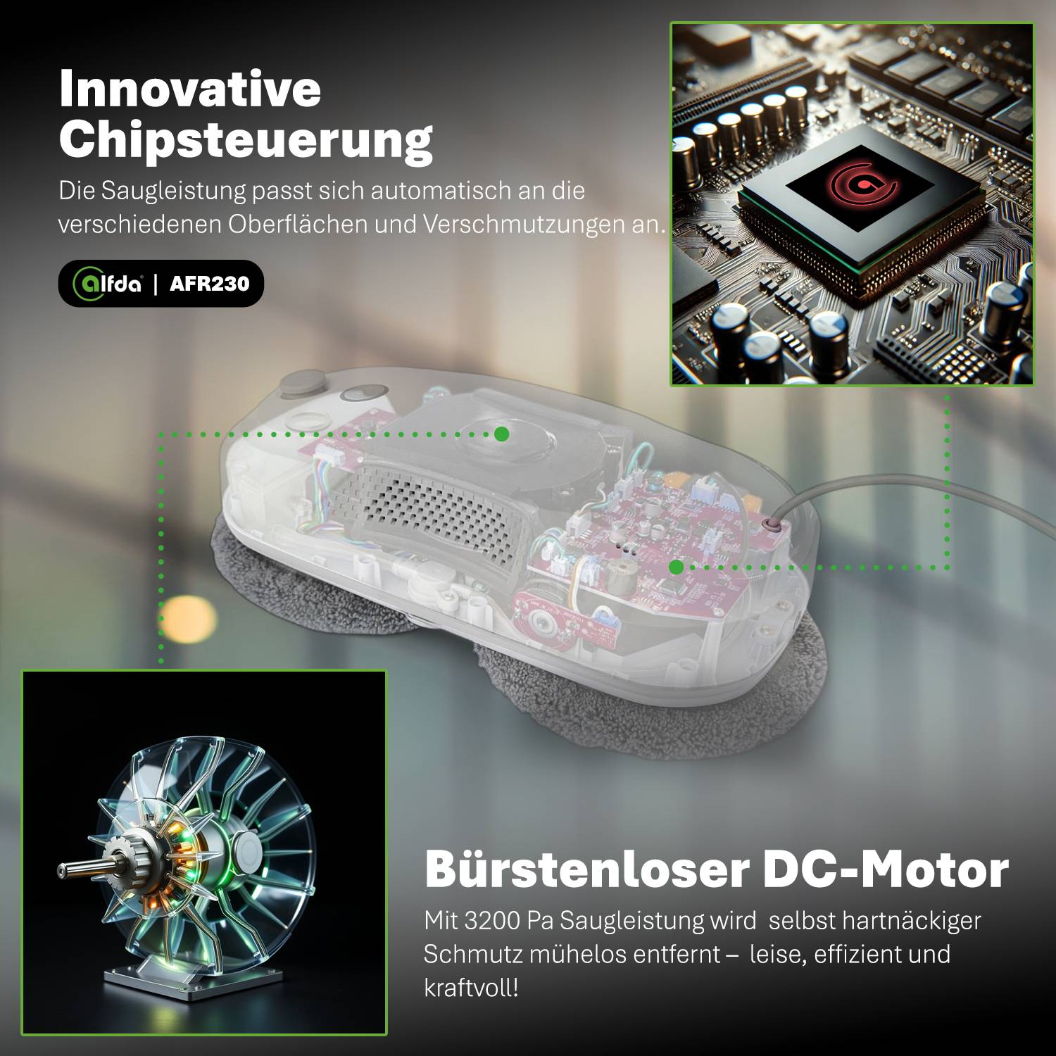 alfda Fensterputzroboter AFR230 inkl. 8 Mopps