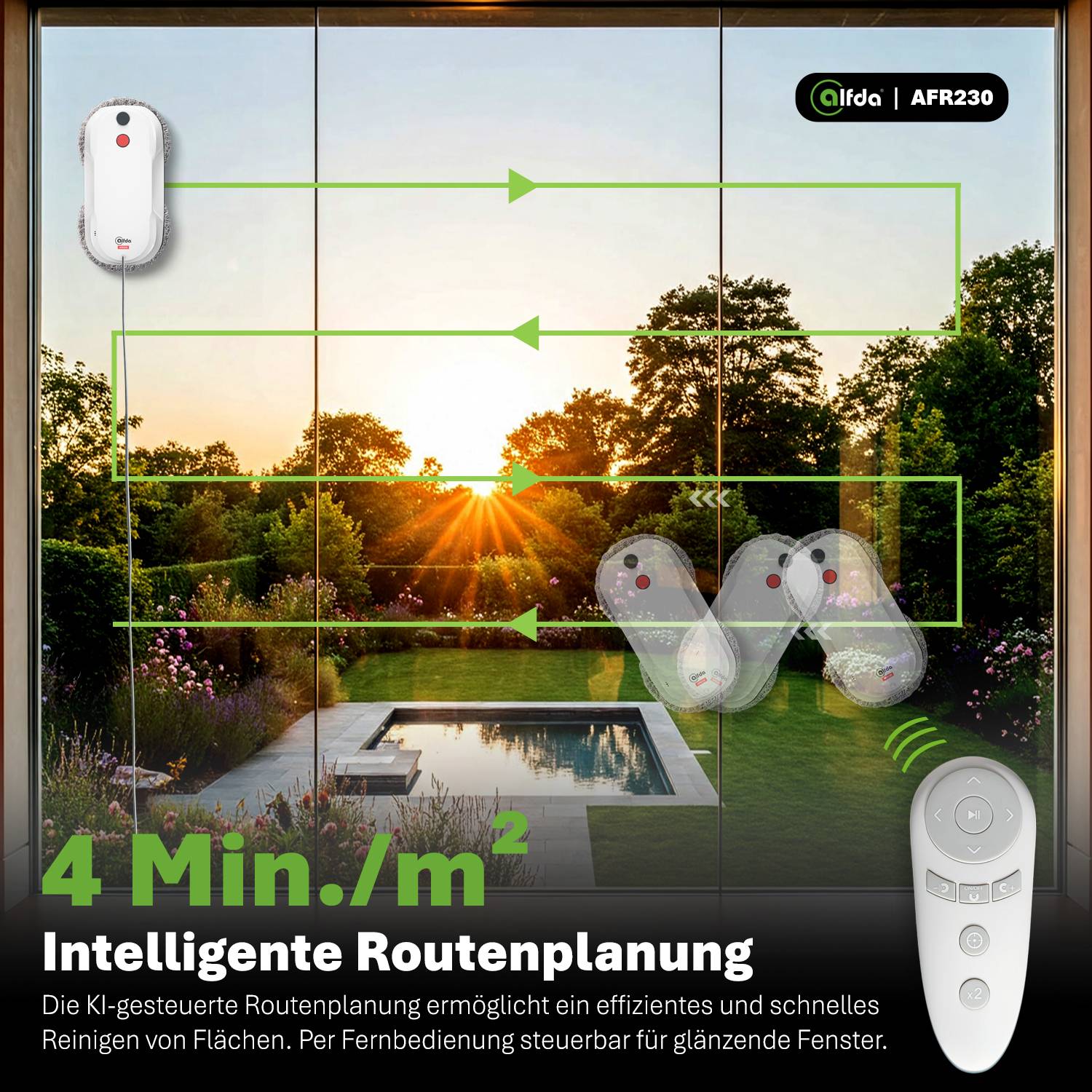 alfda Fensterputzroboter AFR230 inkl. 8 Mopps
