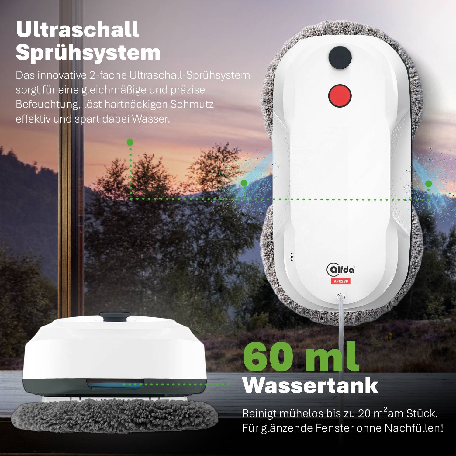 alfda Fensterputzroboter AFR230 inkl. 8 Mopps