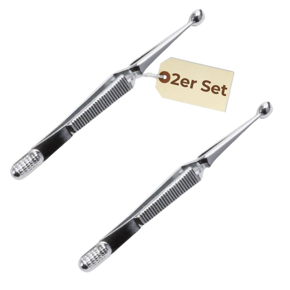 2er Set Zeckenzange Hund & Katze aus Edelstahl selbstklemmend