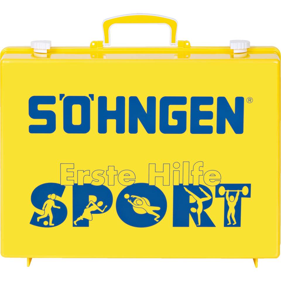 SÖHNGEN® Erste-Hilfe-Koffer Multisport, gemäß DIN 13157:2021, gelb, Wandhalterung