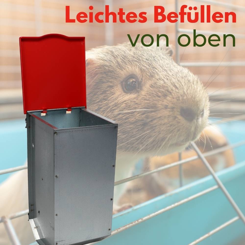2er Set Hühner Futterautomat Futterspender Hühnerstall Kaninchen Futterautomat Geflügel Futterspender Futtertrog mit Deckel Futterspender Metall Ka