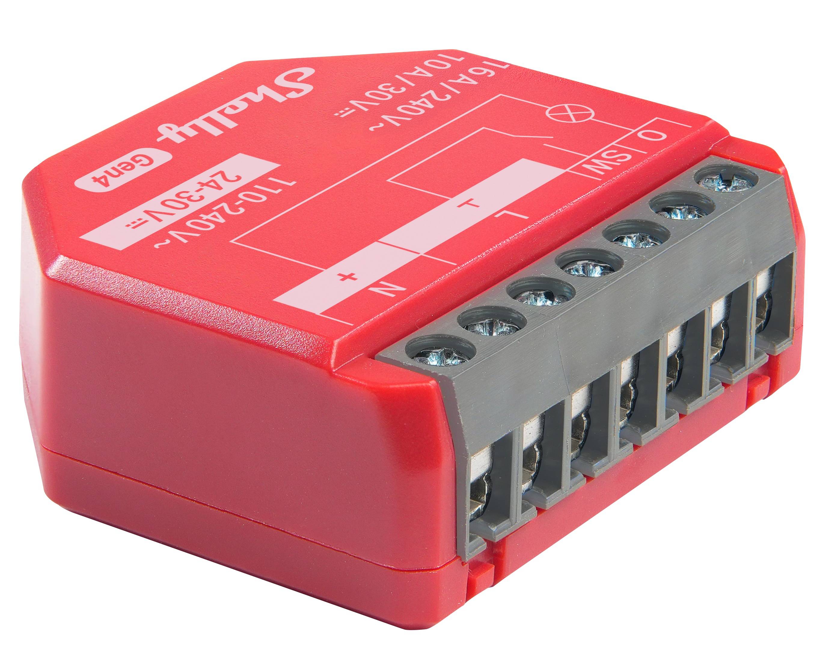 SHELLY Relais 1PM Gen4, 16 A, WLAN, Bluetooth, rot