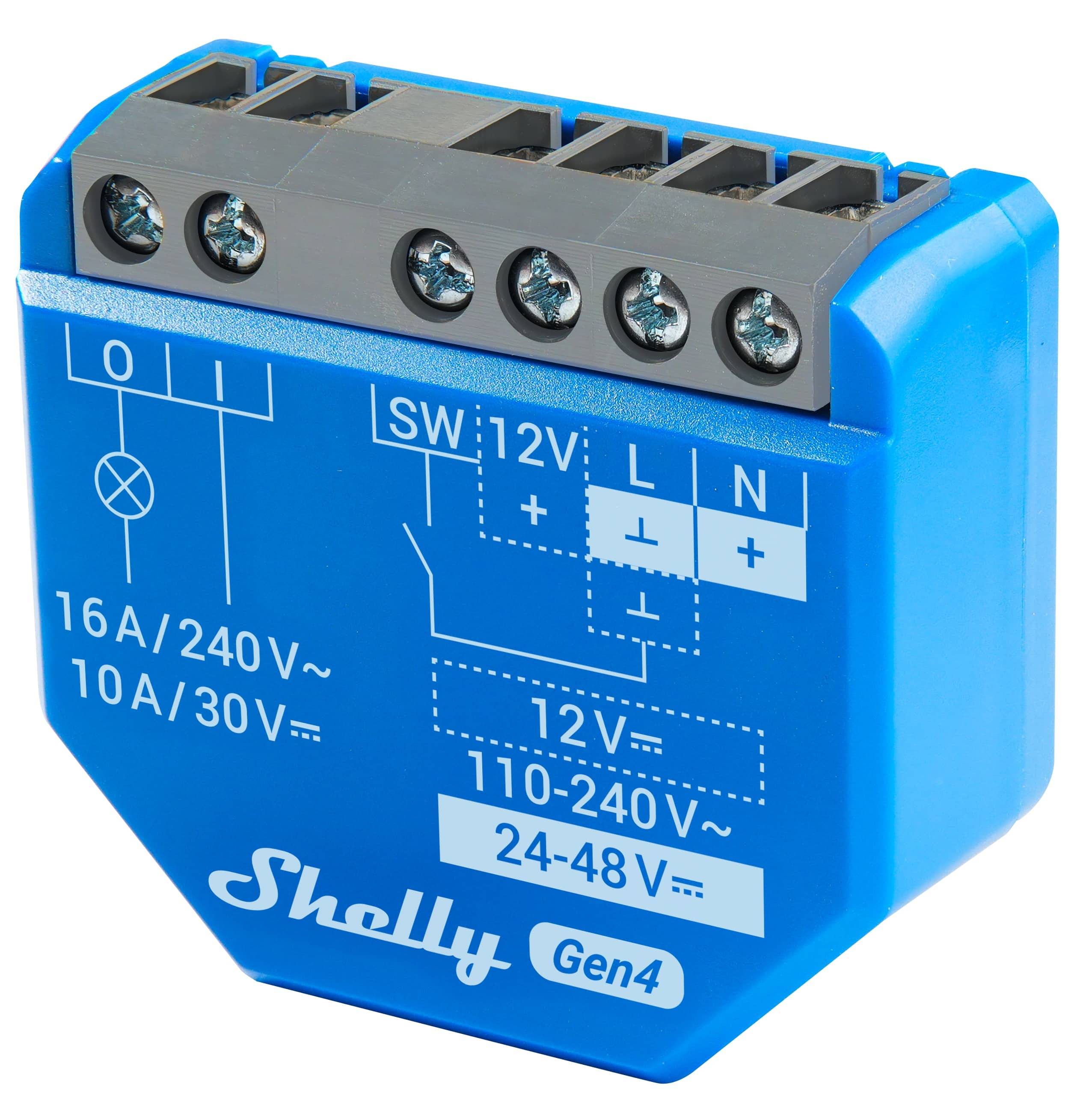 SHELLY Relais 1 Gen4, 16 A, WLAN, Bluetooth, blau, 2 Stück