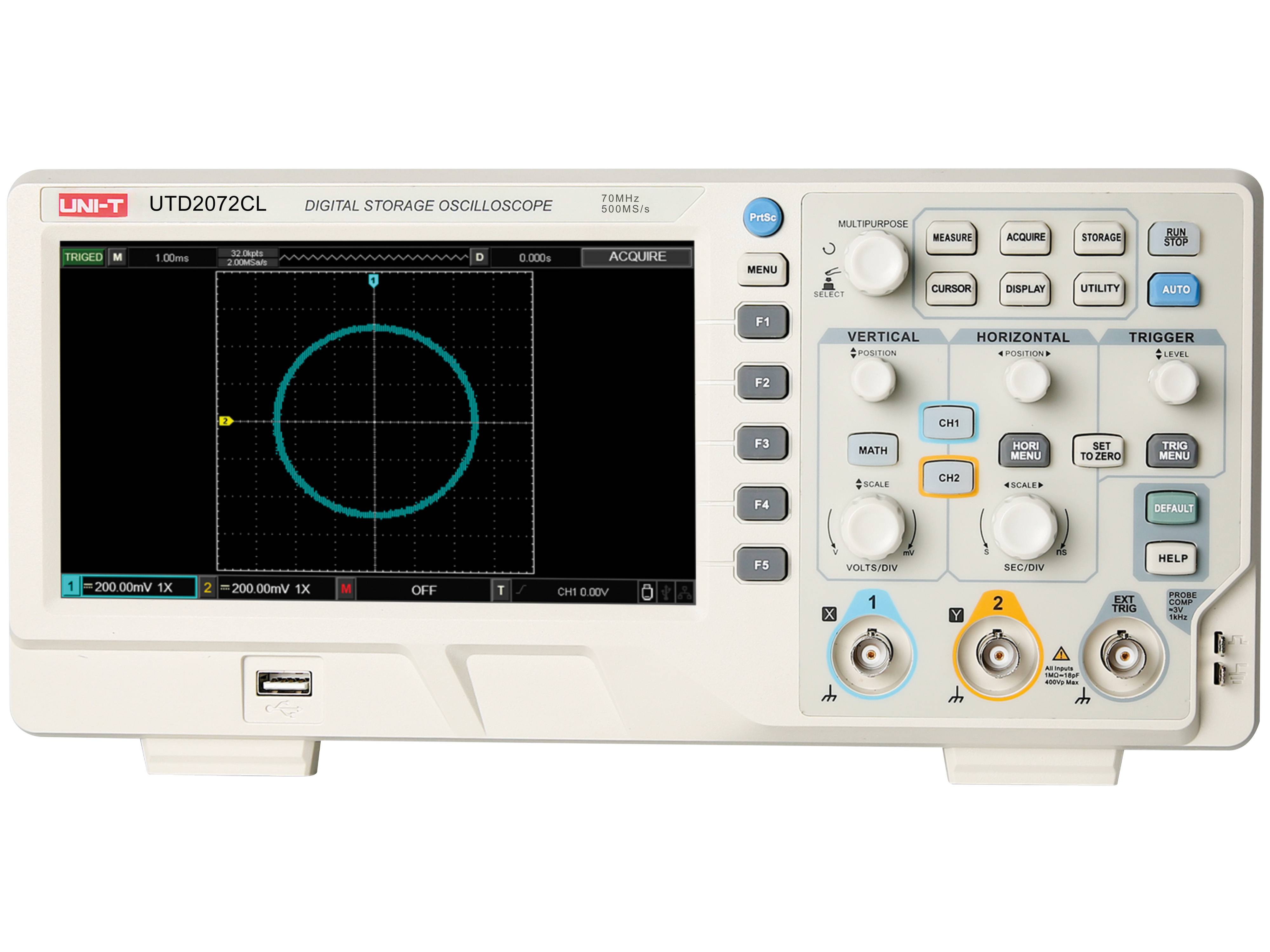 UNI-T Oszilloskop, UTD2072CL, 2 Kanäle, 70 MHz