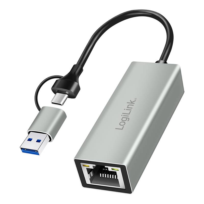 LogiLink USB-C - Gigabit Ethernet-Adapter, grau