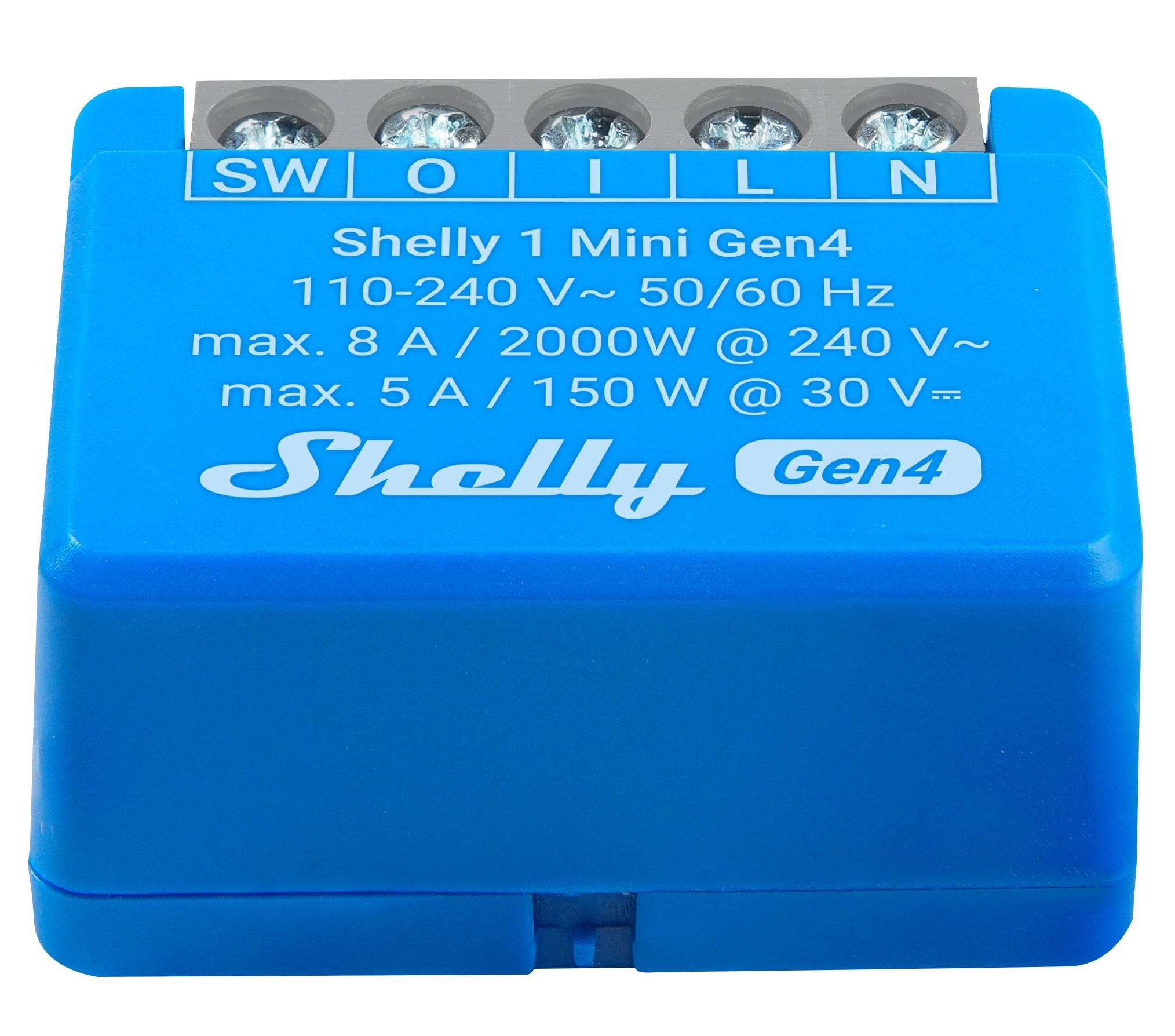 SHELLY Relais 1 Mini Gen4, 8 A, WLAN, Bluetooth, blau, 2 Stück