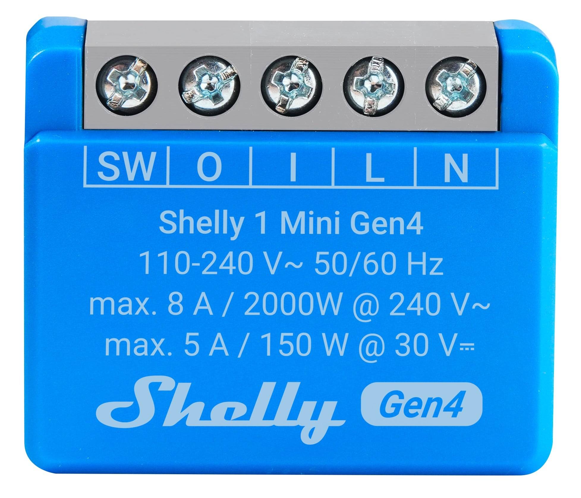 SHELLY Relais 1 Mini Gen4, 8 A, WLAN, Bluetooth, blau, 2 Stück