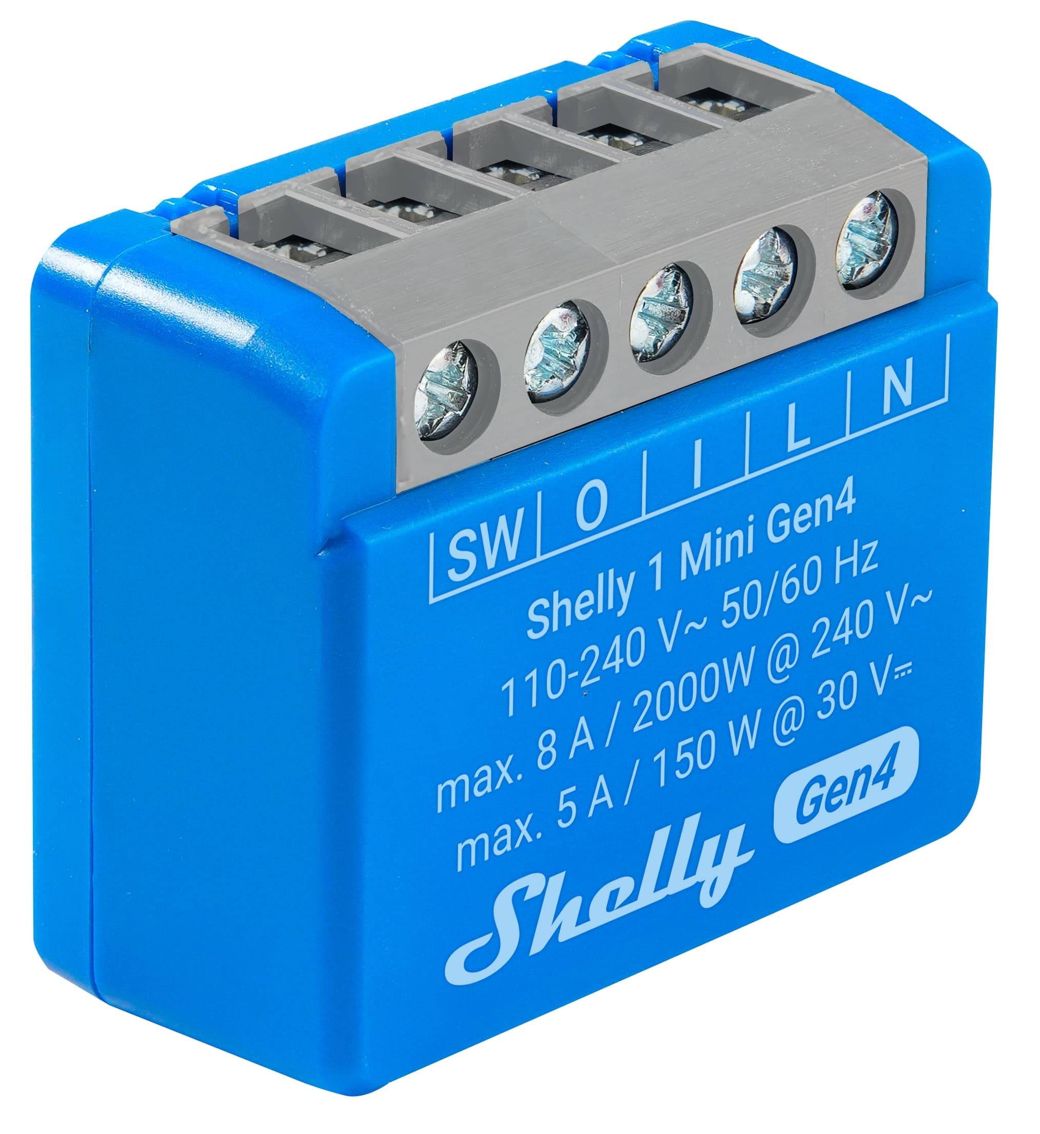 SHELLY Relais 1 Mini Gen4, 8 A, WLAN, Bluetooth, blau, 3 Stück