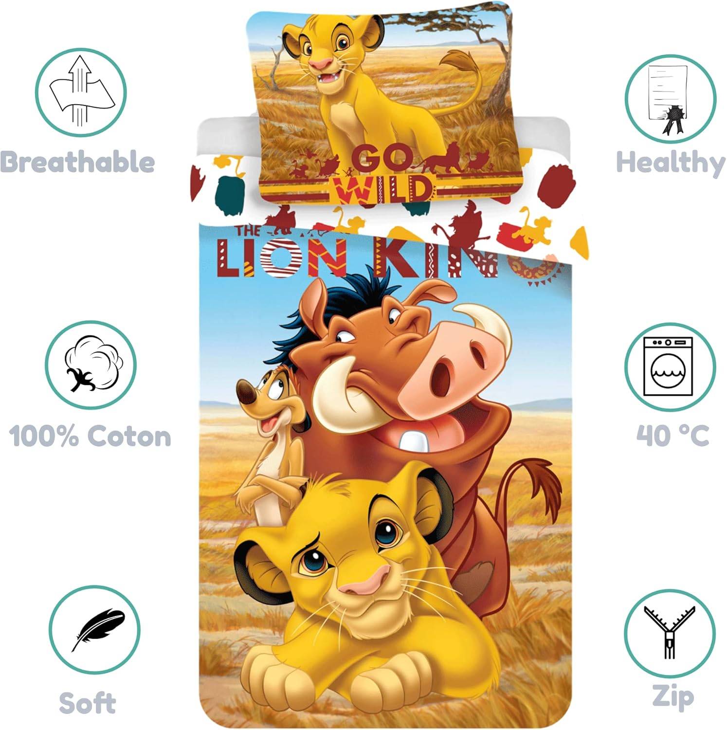 Disney König der Löwen Bettwäsche Decke 100x135cm Kissen 40x60cm