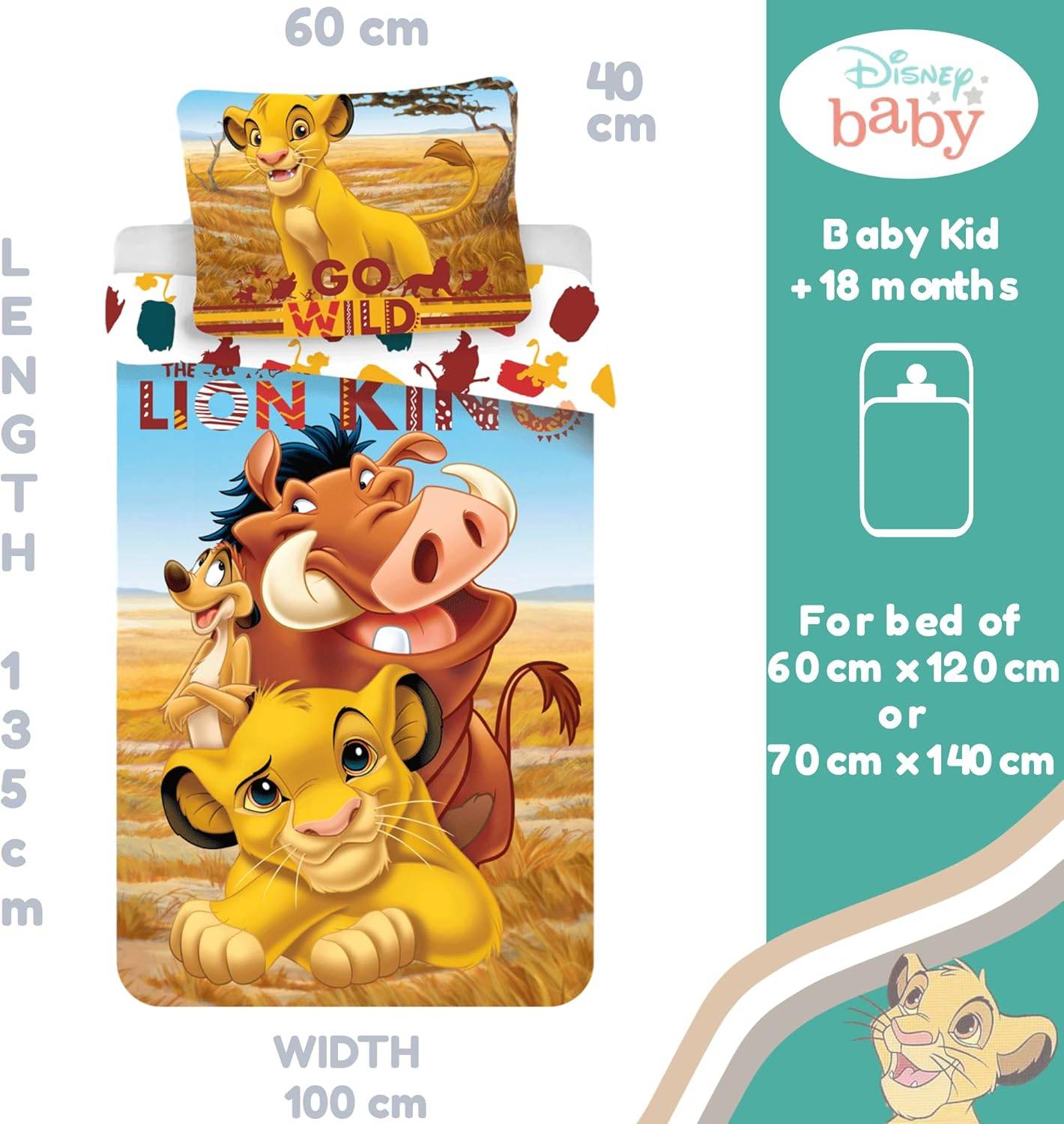 Disney König der Löwen Bettwäsche Decke 100x135cm Kissen 40x60cm