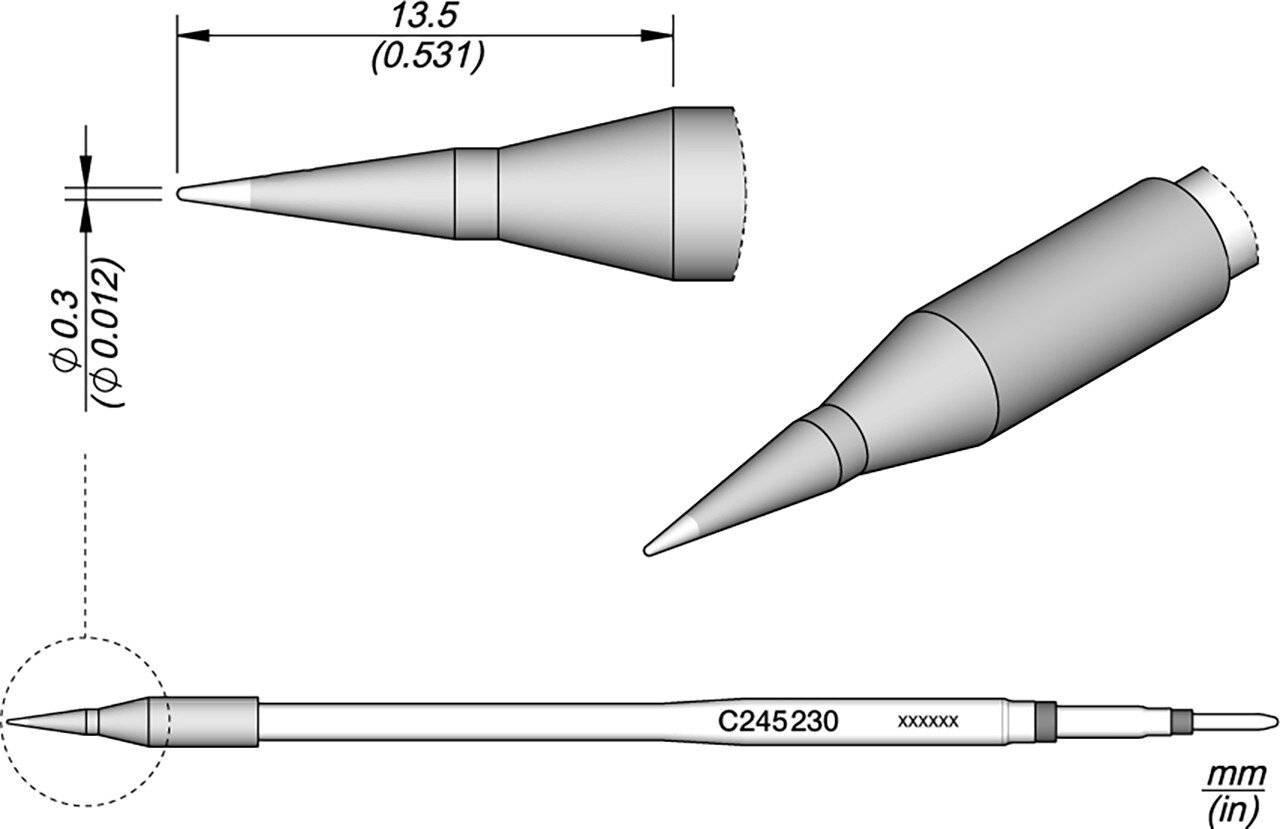 Lötspitze, bleistiftspitz, 0,3 mm, C245230