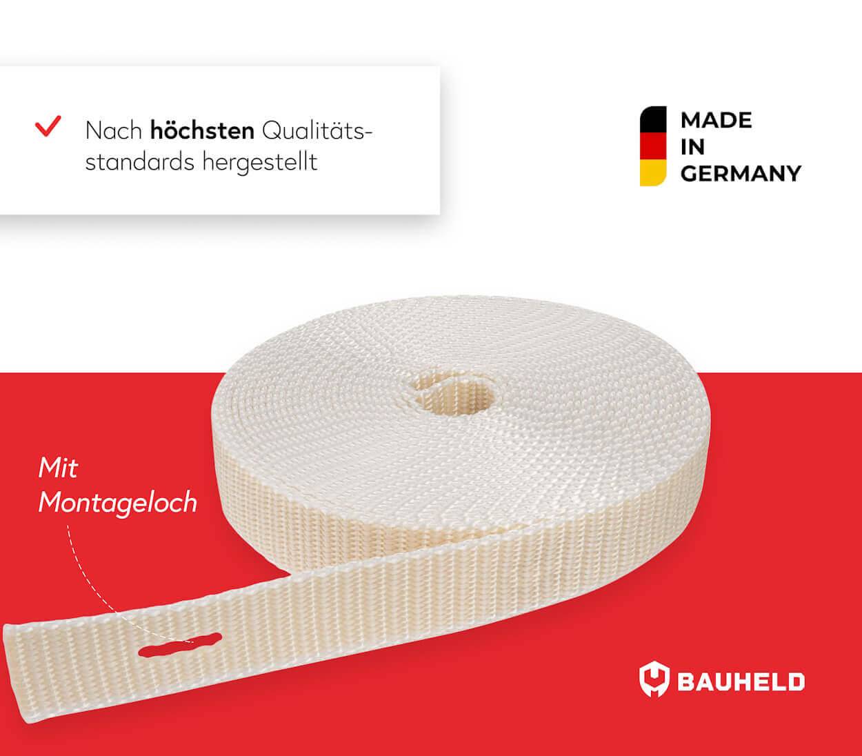 BAUHELD 6m Rollladengurt 20mm Beige