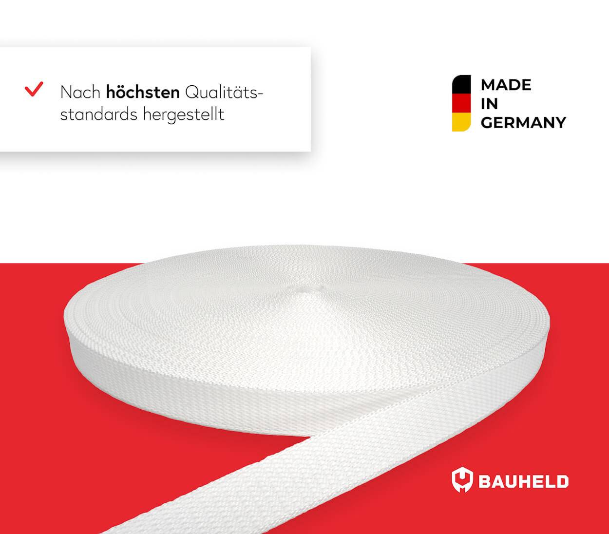 BAUHELD 50m Rollladengurt 14mm Weiß