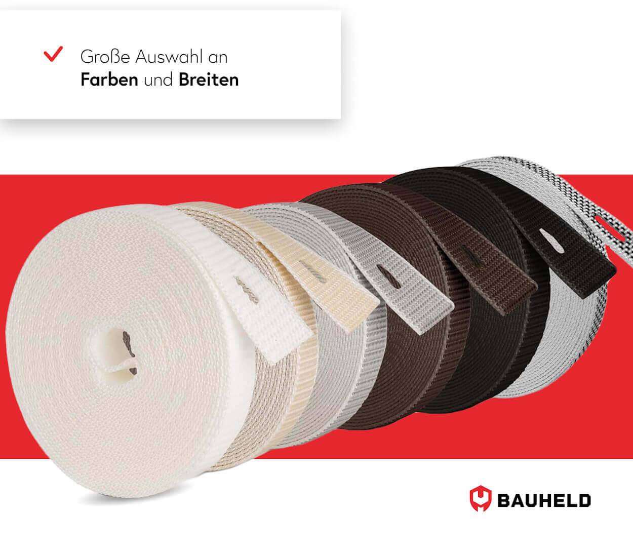 BAUHELD 6m Rollladengurt 23mm Schwarz