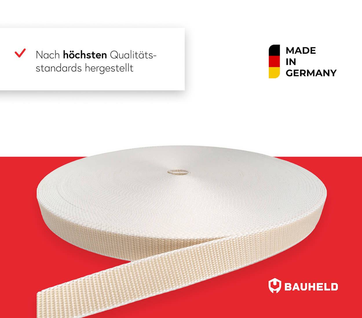 BAUHELD 50m Rollladengurt 18mm Beige