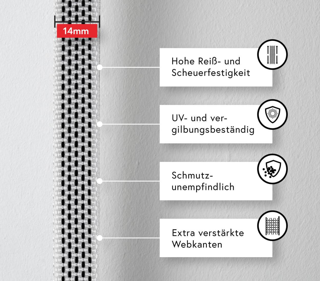 BAUHELD 6m Rollladengurt 14mm Schwarz Weiß