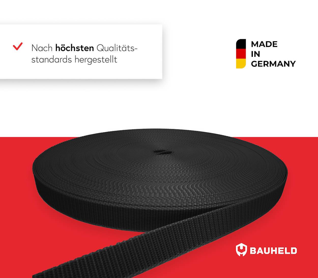 BAUHELD 50m Rollladengurt 14mm Schwarz