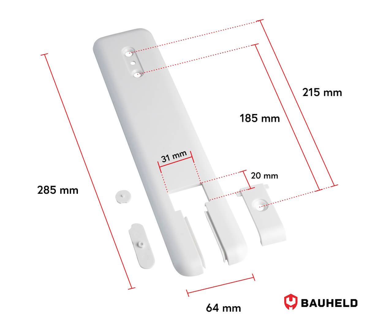BAUHELD Rollladen Gurtwickler Abdeckplatte ohne Gurtausbau 185 bis 215 mm