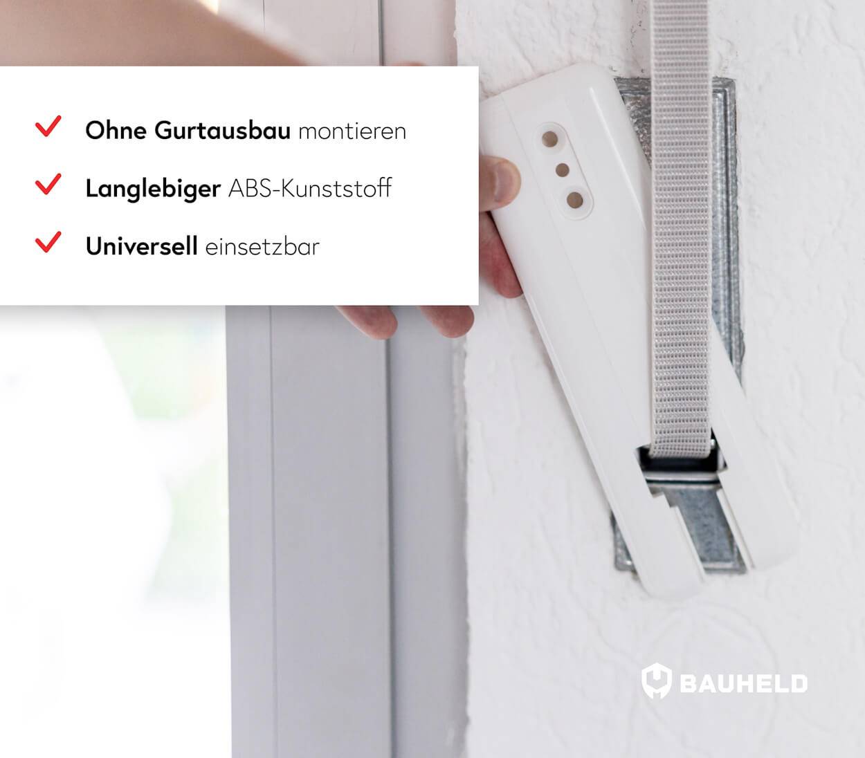 BAUHELD Rollladen Gurtwickler Abdeckplatte ohne Gurtausbau 185 bis 215 mm
