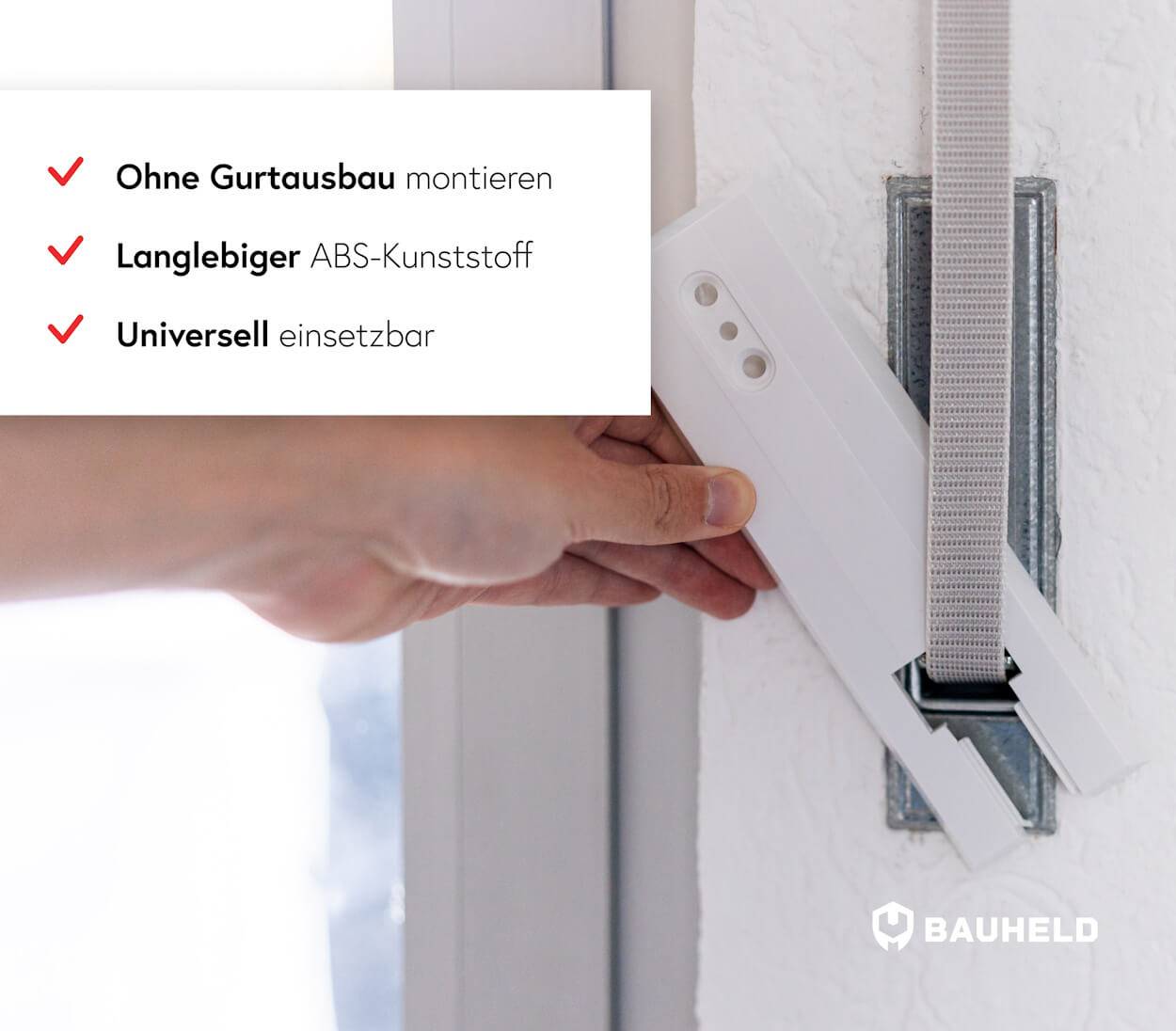 BAUHELD Rollladen Gurtwickler Abdeckplatte ohne Gurtausbau 135 bis 160 mm