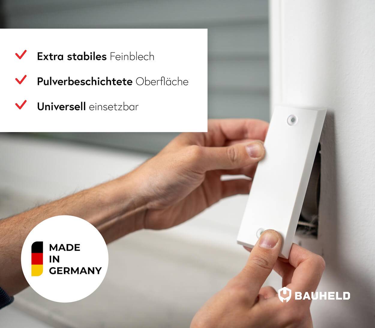 BAUHELD Metall Gurtwickler Abdeckplatte 135mm Geschlossen Beschichtet