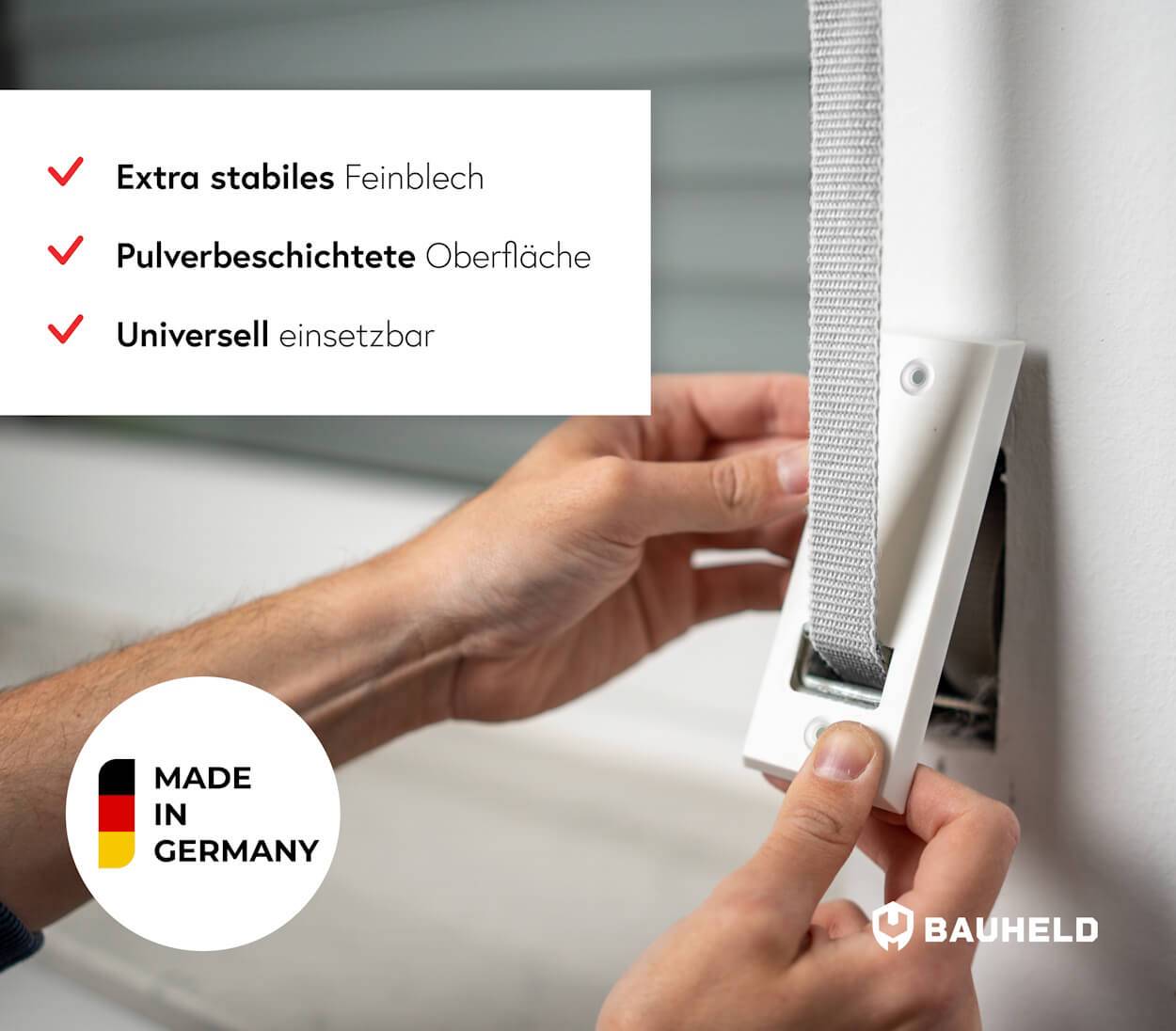 BAUHELD Metall Gurtwickler Abdeckplatte 160mm Offen Beschichtet