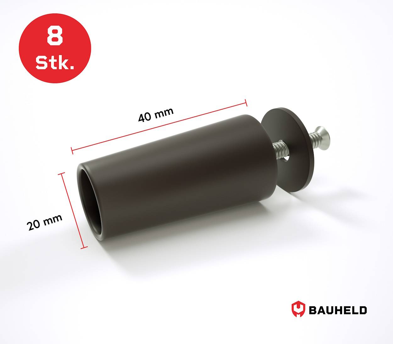BAUHELD Rollladenstopper 40mm Braun Offen 8 Stück