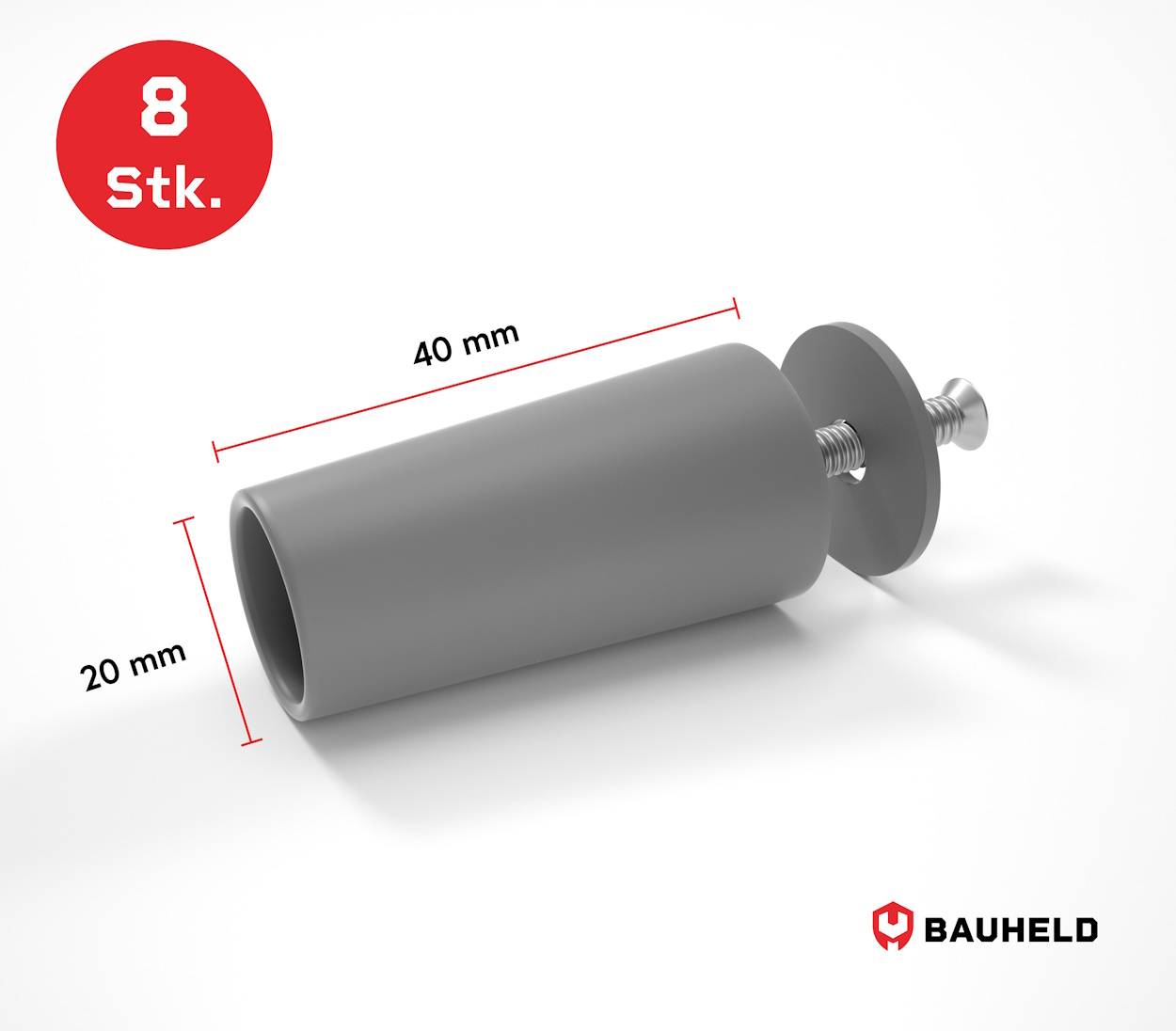 BAUHELD Rollladenstopper 40mm Grau Offen 8 Stück