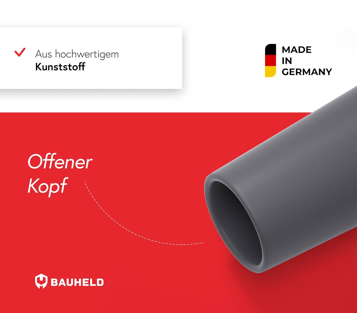 BAUHELD Rollladenstopper 40mm Grau Offen 8 Stück