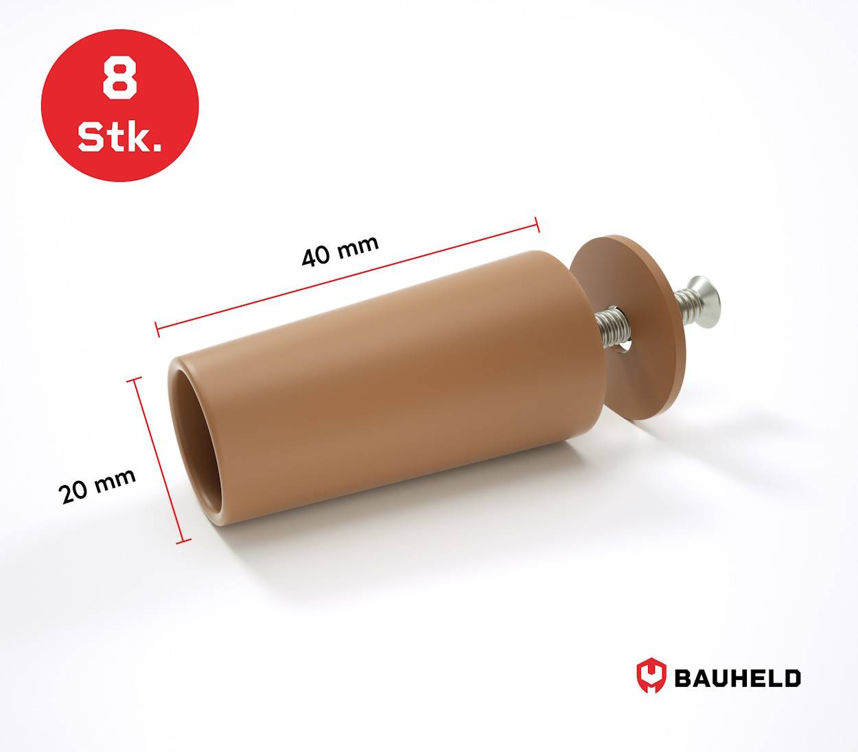 BAUHELD Rollladenstopper 40mm Hellbraun Offen 8 Stück