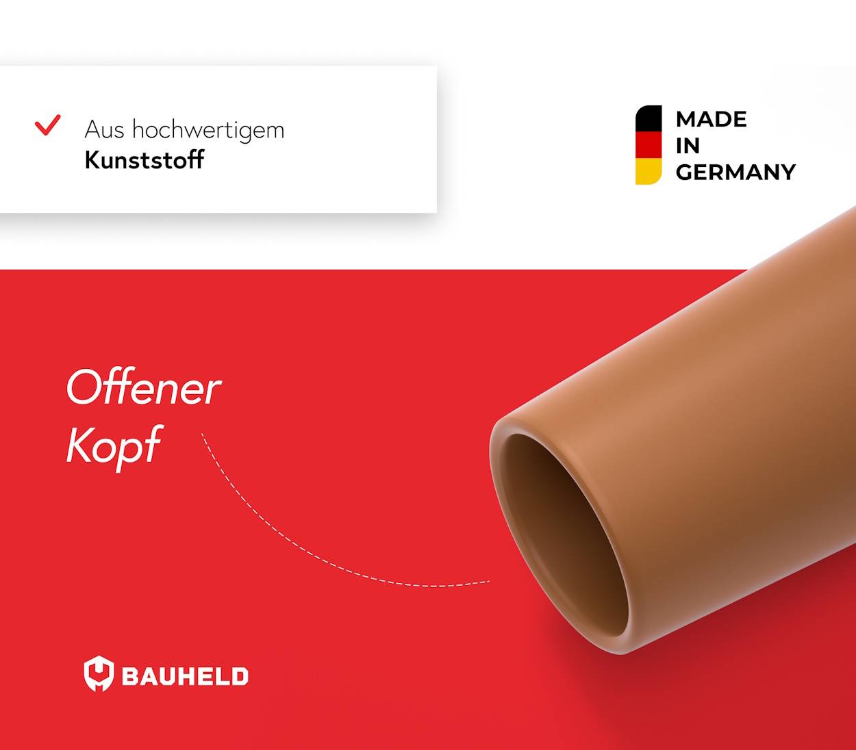 BAUHELD Rollladenstopper 40mm Hellbraun Offen 8 Stück