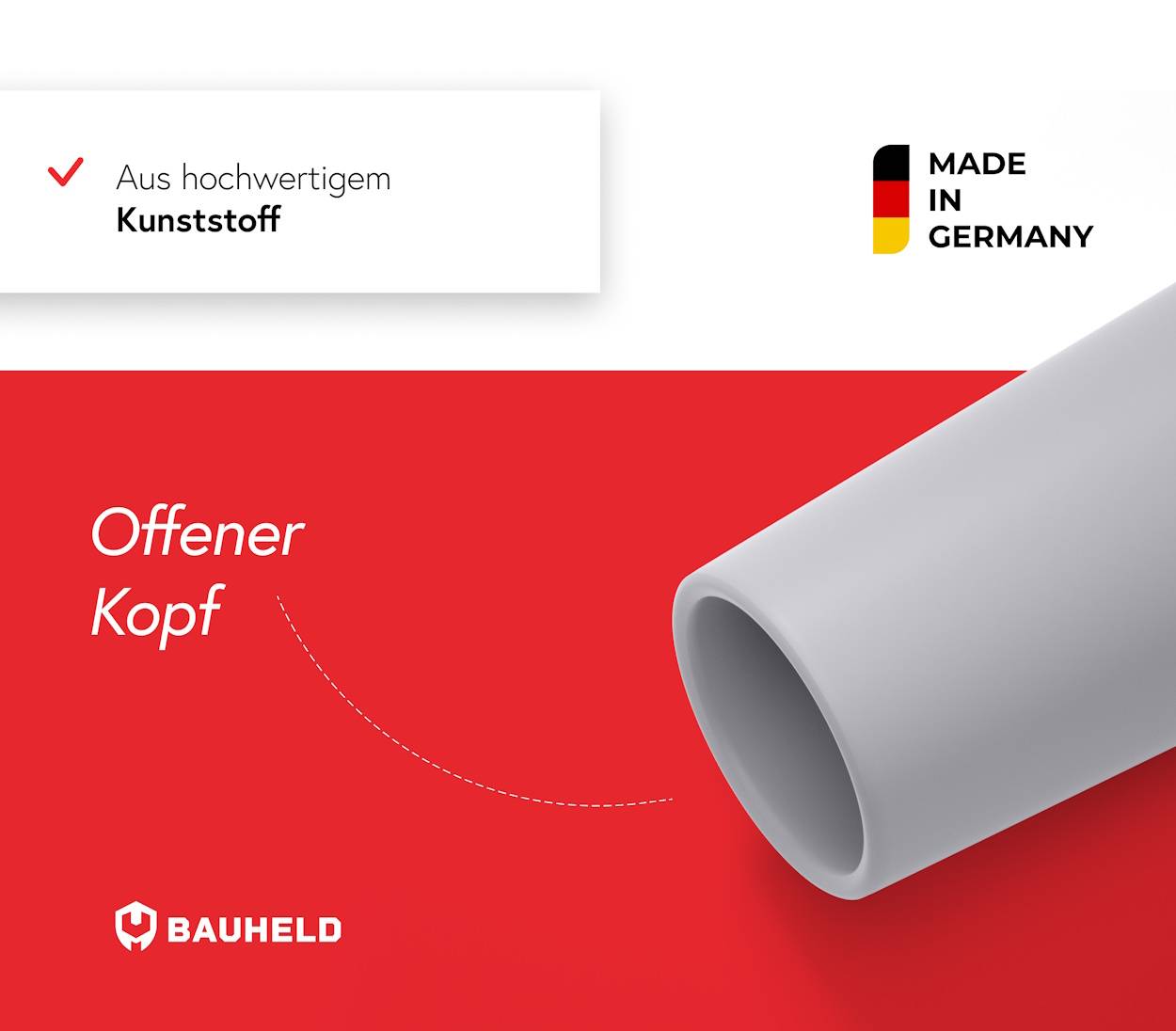 BAUHELD Rollladenstopper 40mm Hellgrau Offen 8 Stück