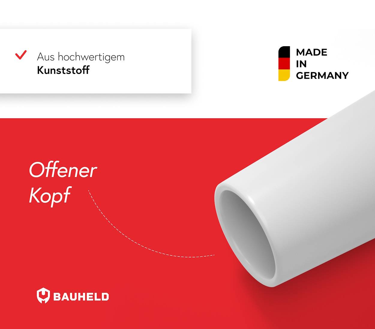 BAUHELD Rollladenstopper 40mm Weiß Offen 8 Stück