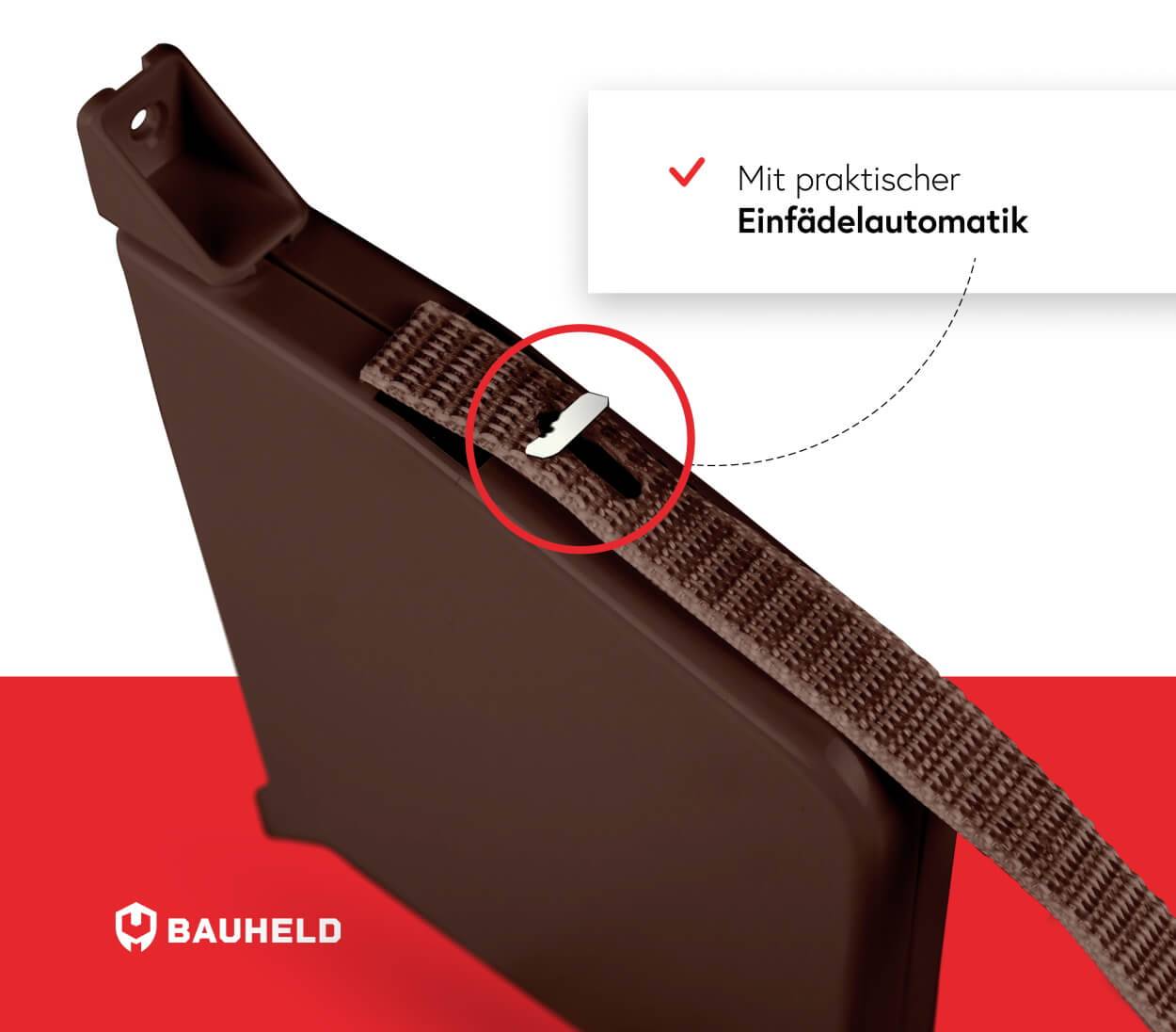 BAUHELD Rollladen Gurtwickler Aufputz 14mm Mini mit Einfädelautomatik Braun