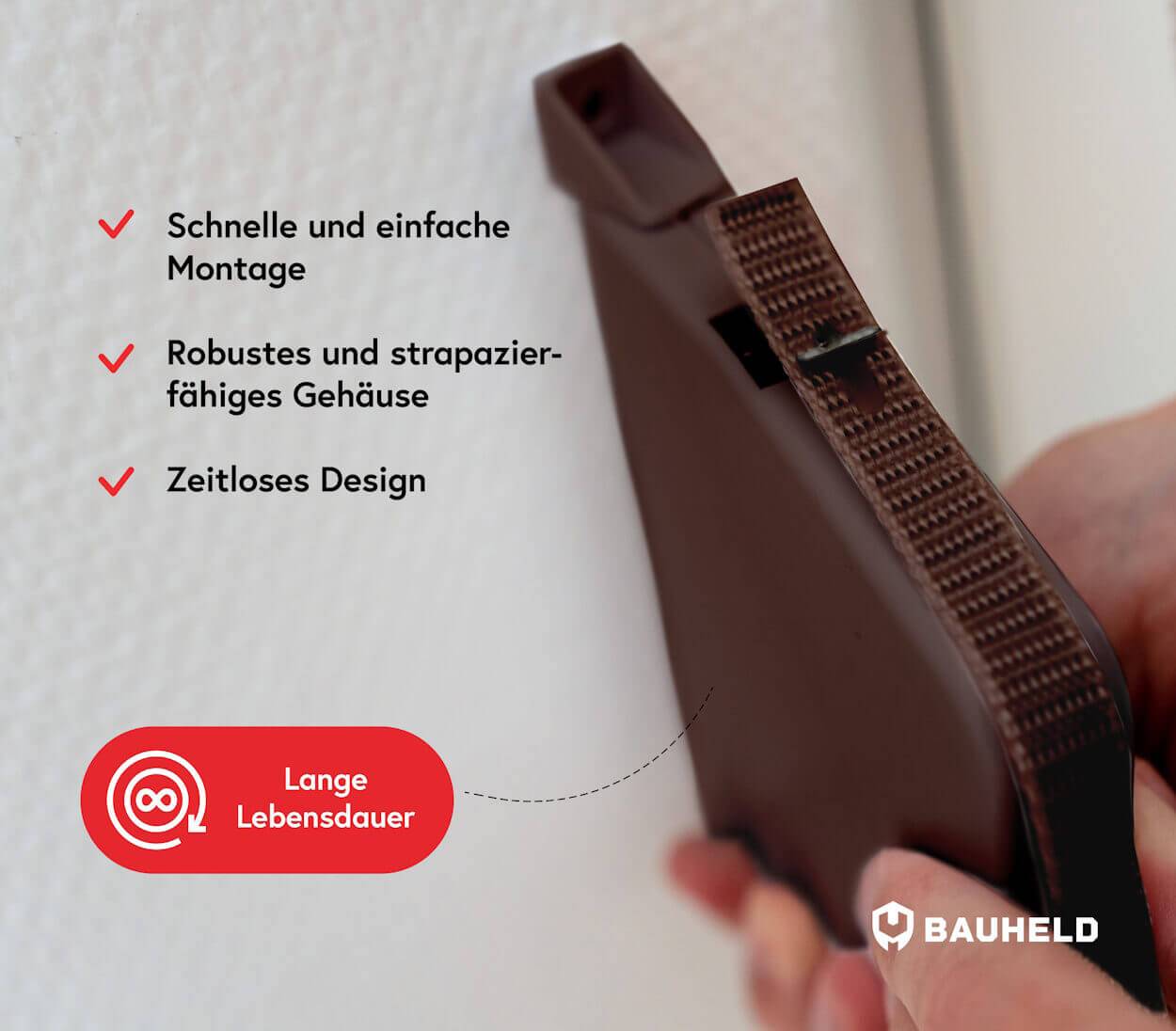 BAUHELD Rollladen Gurtwickler Aufputz 23mm Maxi mit Einfädelautomatik Braun