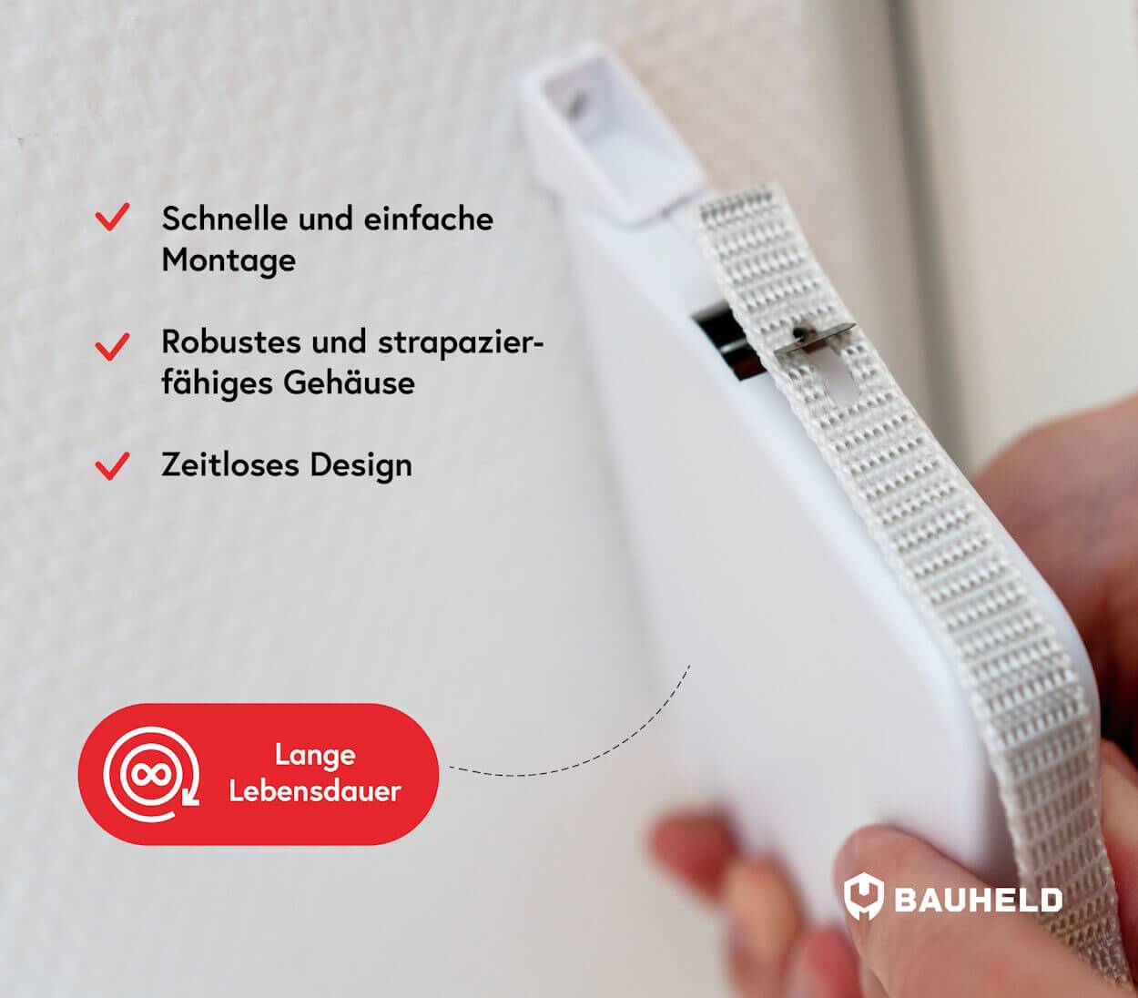 BAUHELD Rollladen Gurtwickler Aufputz 23mm Maxi mit Einfädelautomatik Weiß