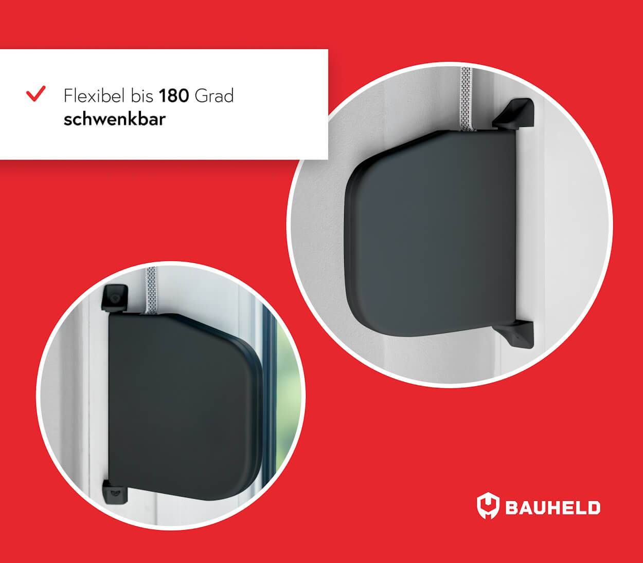 BAUHELD Rollladen Gurtwickler Aufputz 14mm Mini Aufklappbar mit Kunststofftrommel Anthrazit