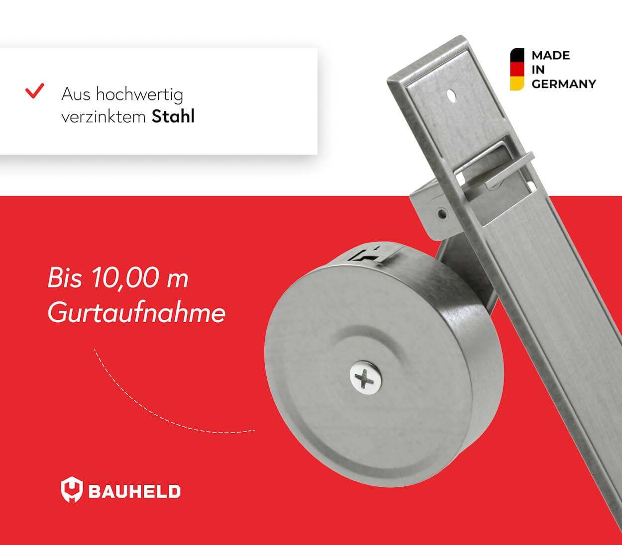 BAUHELD Rollladen Gurtwickler Unterputz 185mm Maxi Mit Abdeckplatte
