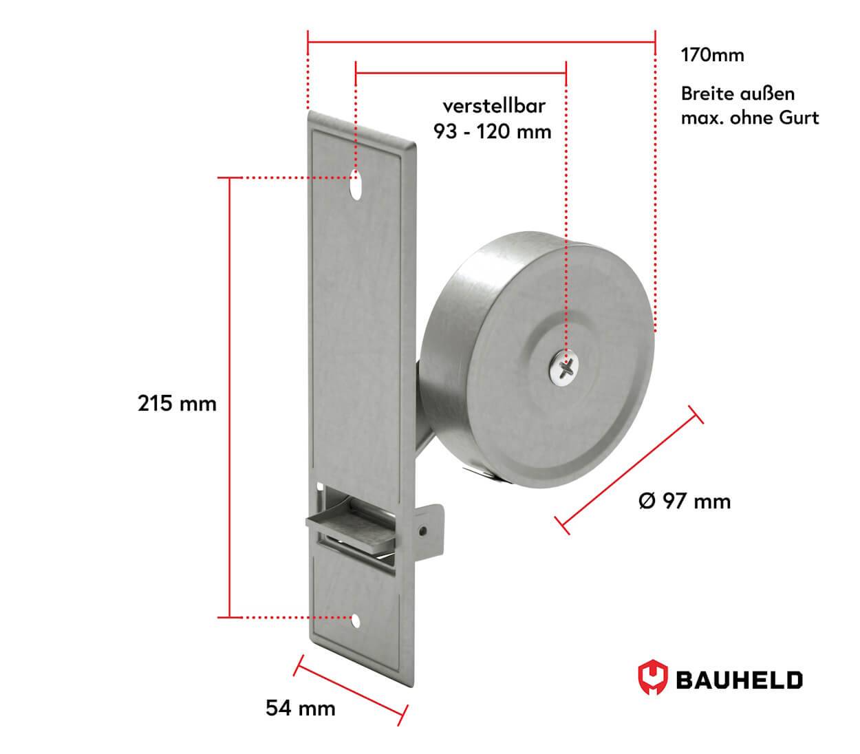 BAUHELD Rollladen Gurtwickler Unterputz 215mm Maxi Ohne Abdeckplatte
